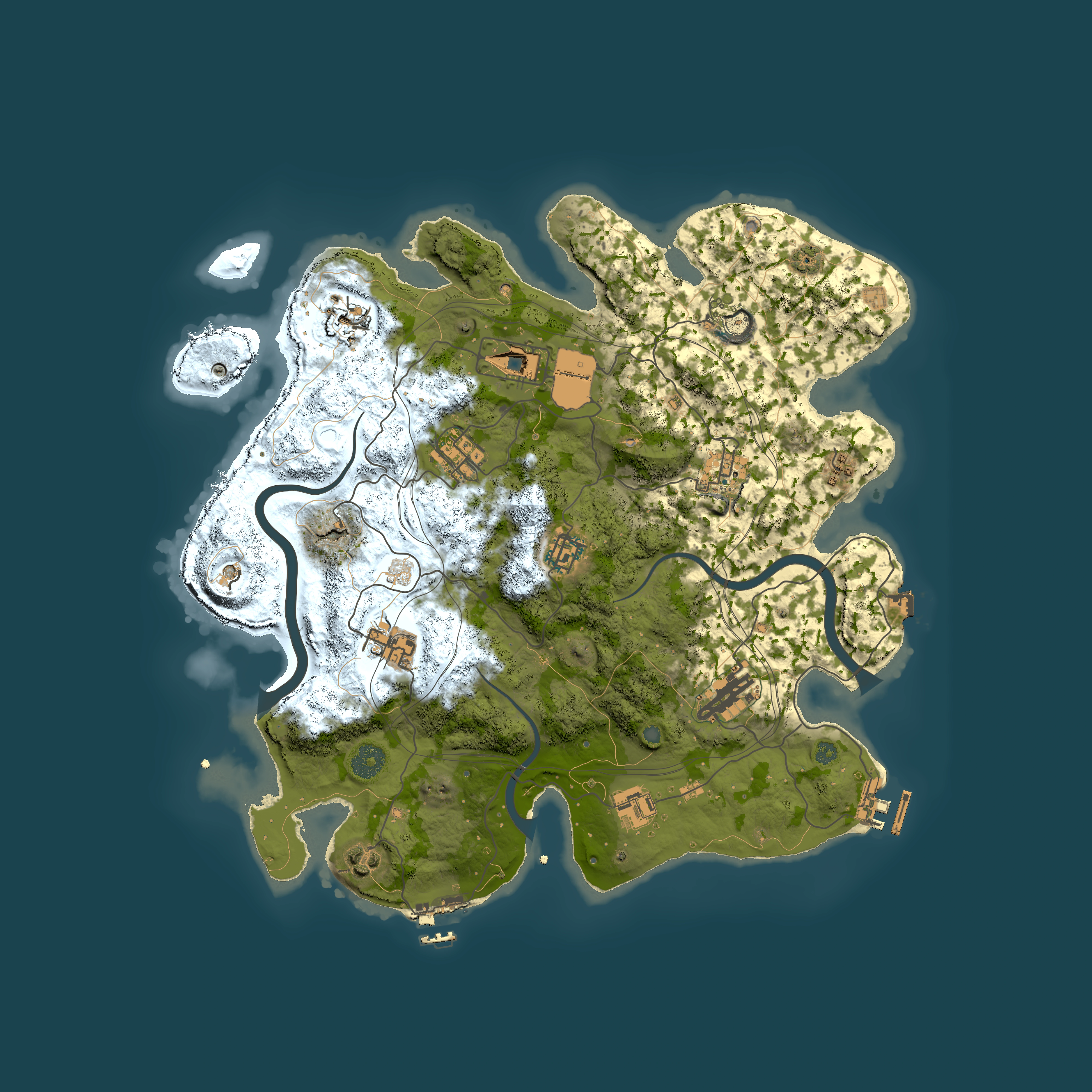 Full top-down render of Rust map seed 1337, 3750x3750m