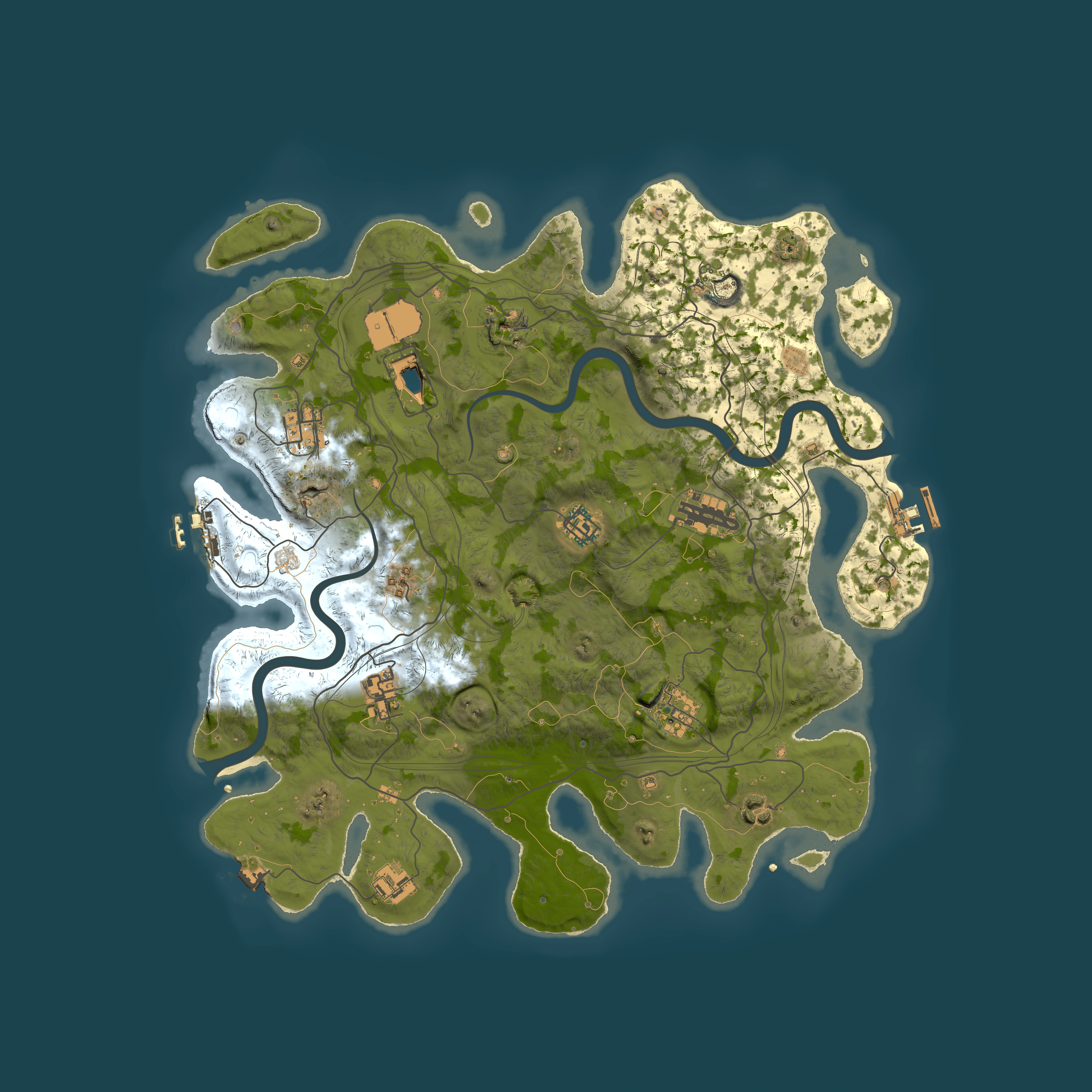 Full top-down render of Rust map seed 1112022, 4000x4000m
