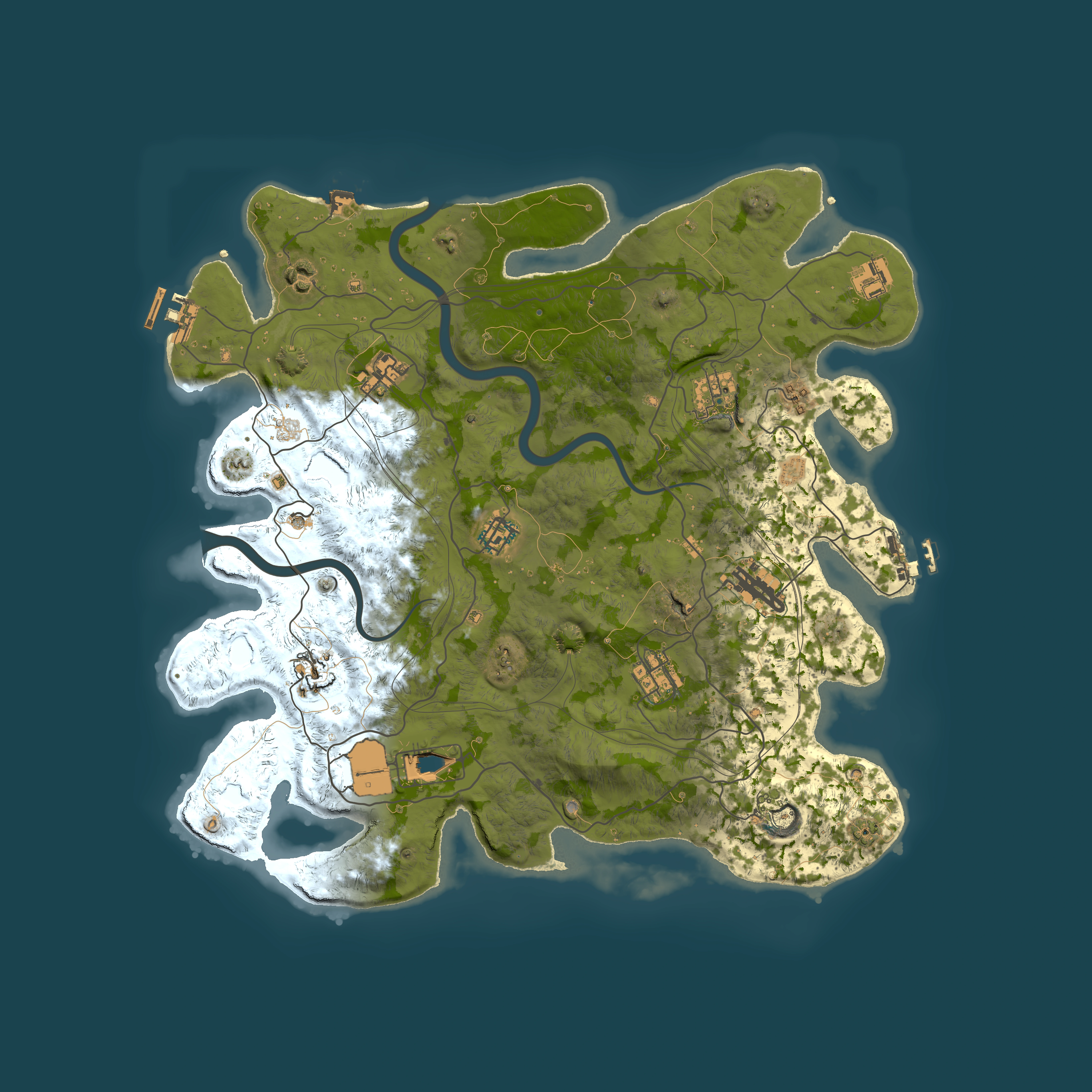 Full top-down render of Rust map seed 1337, 4000x4000m
