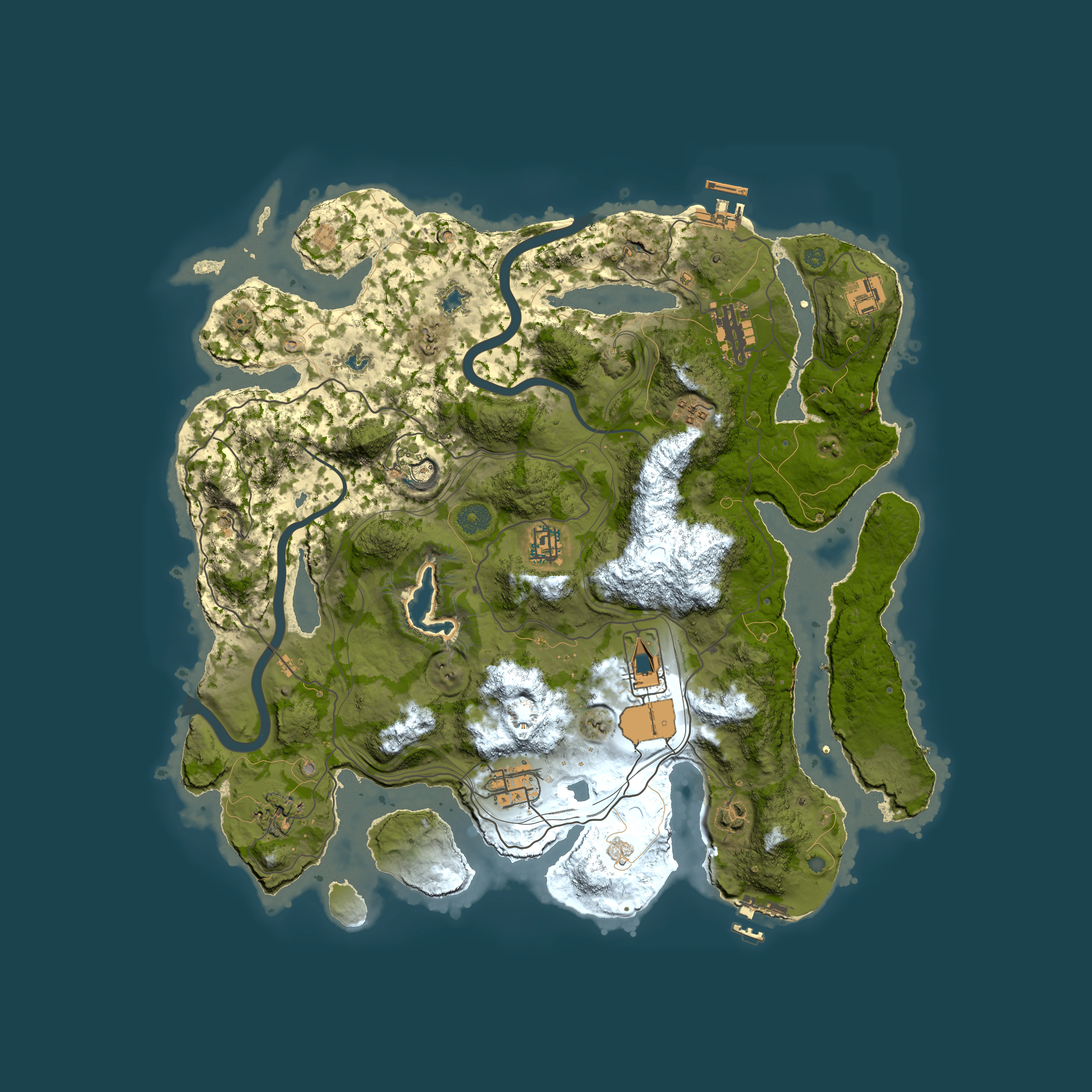 Full top-down render of Rust map seed 1337, 4000x4000m