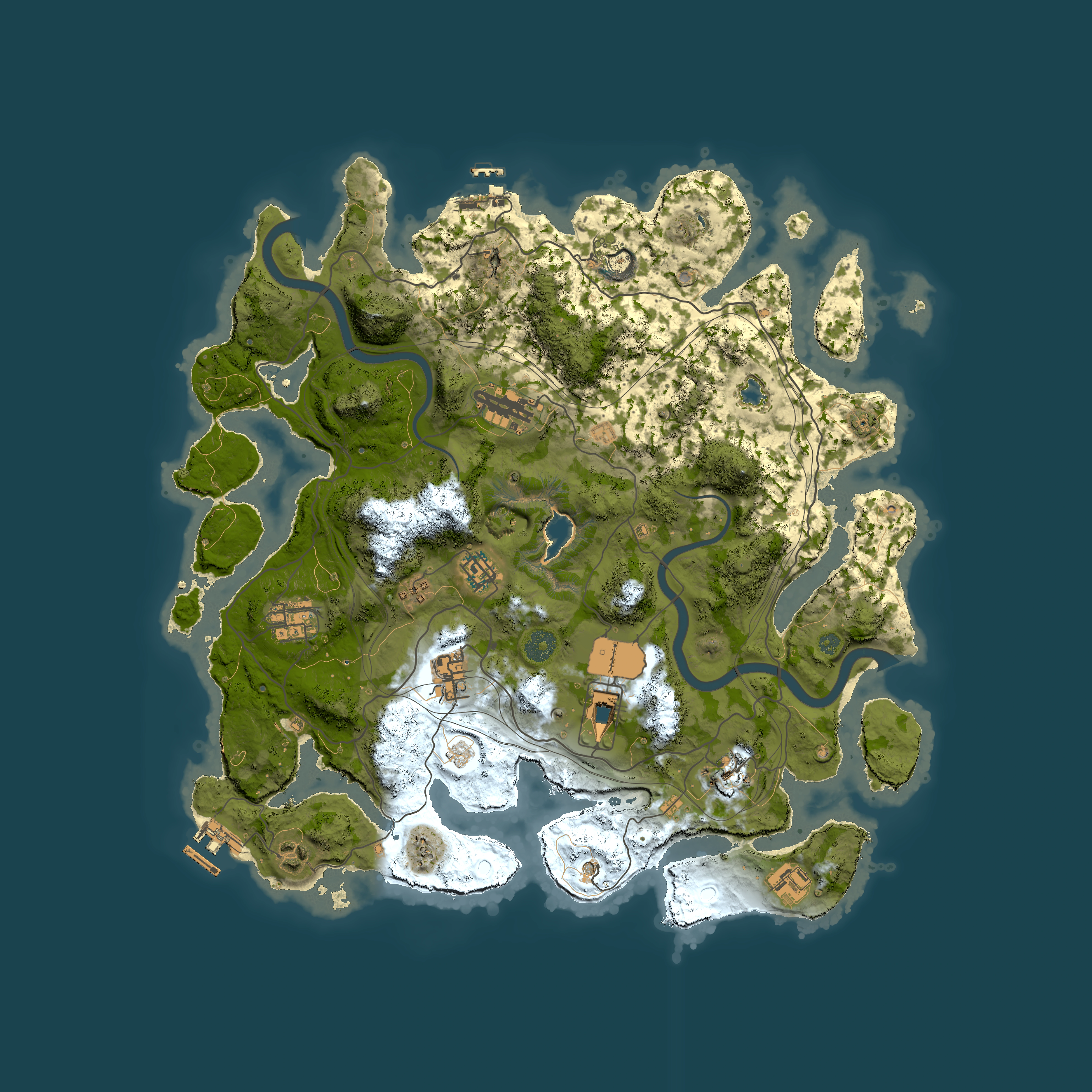 Full top-down render of Rust map seed 1337, 4000x4000m