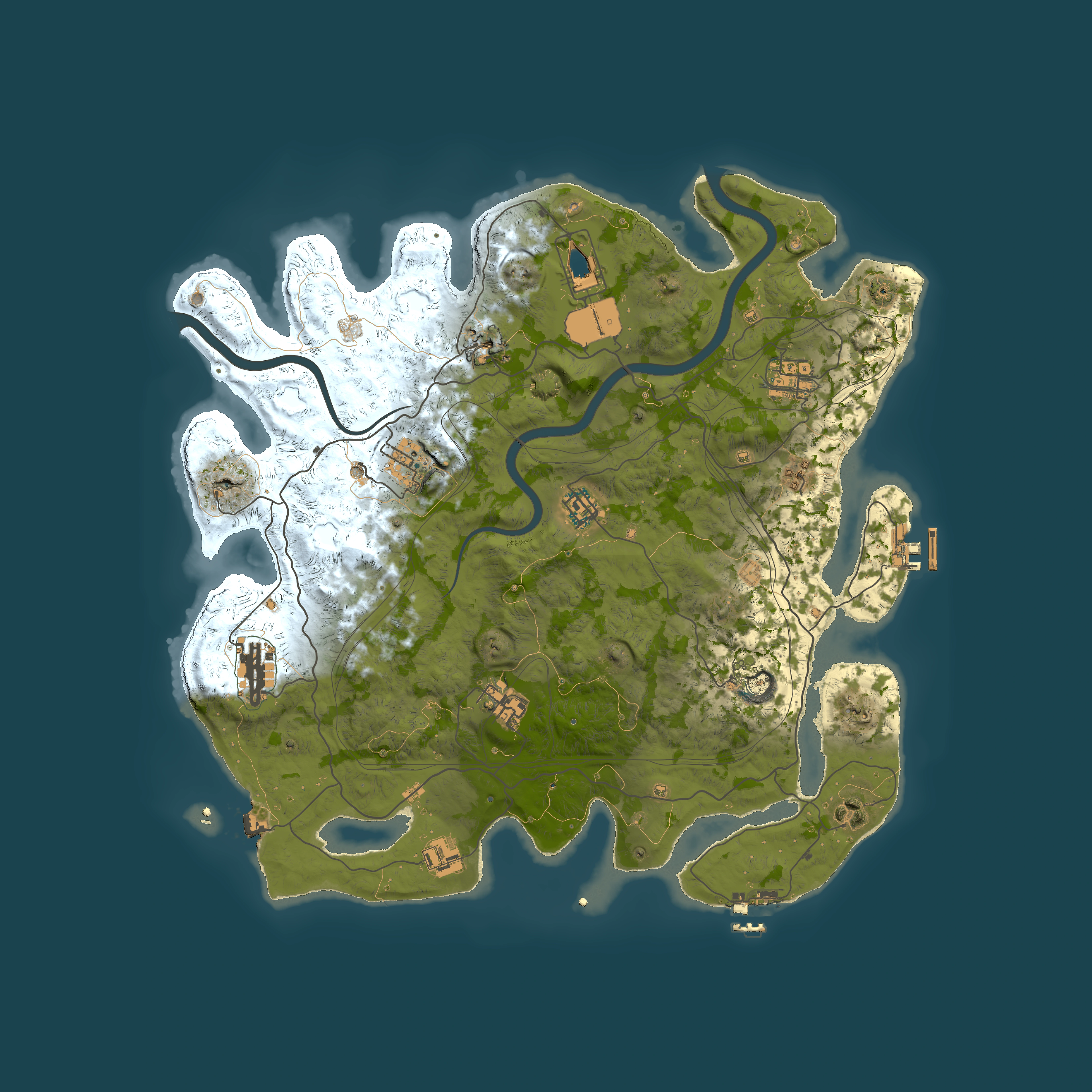 Full top-down render of Rust map seed 1112022, 4000x4000m