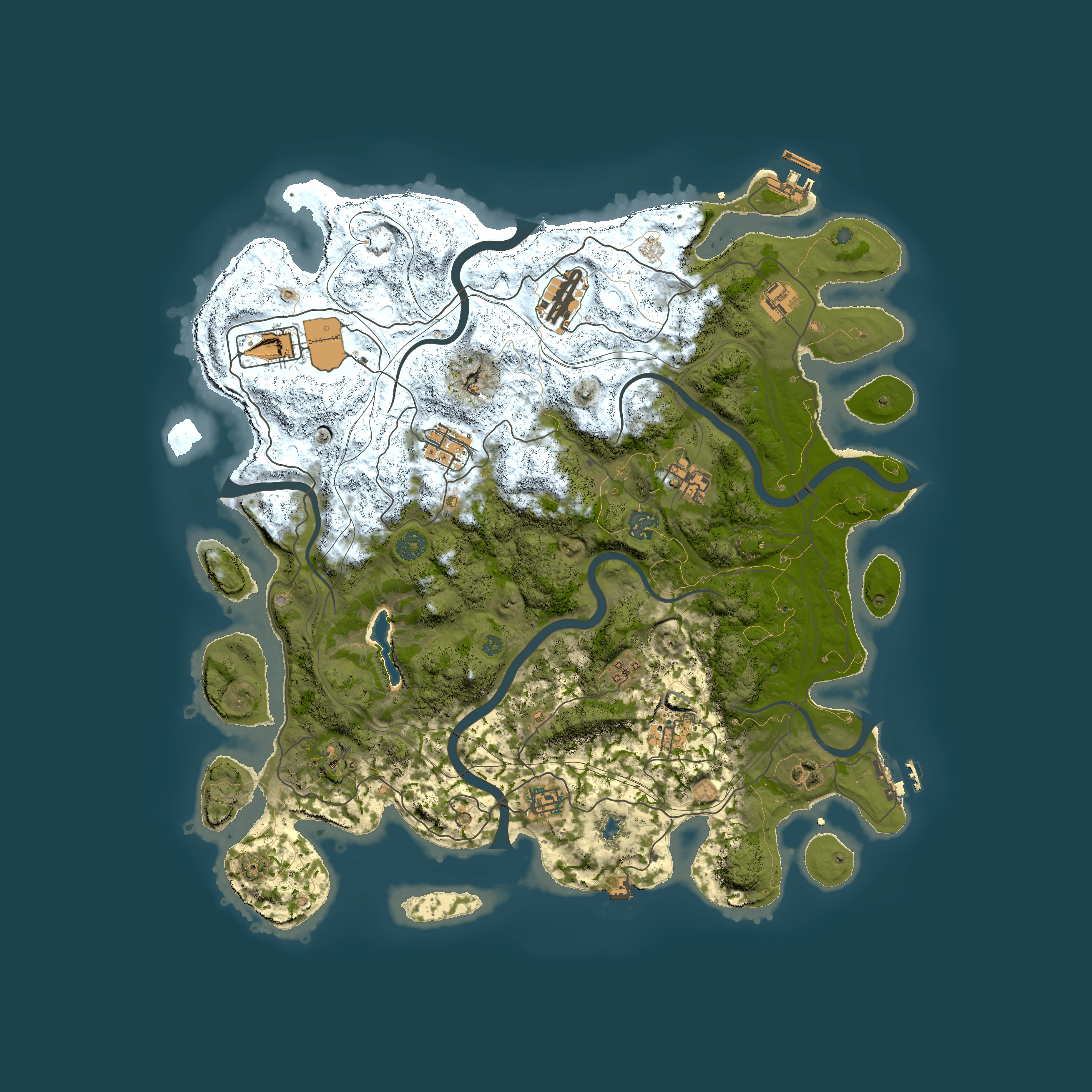 Full top-down render of Rust map seed 0, 4250x4250m
