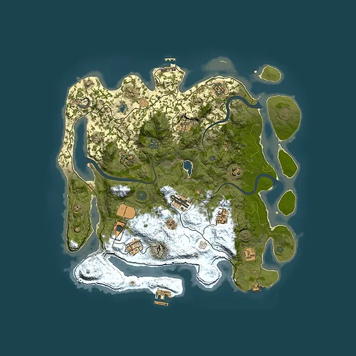 Rust map seed 0, 4000x4000m top-down preview
