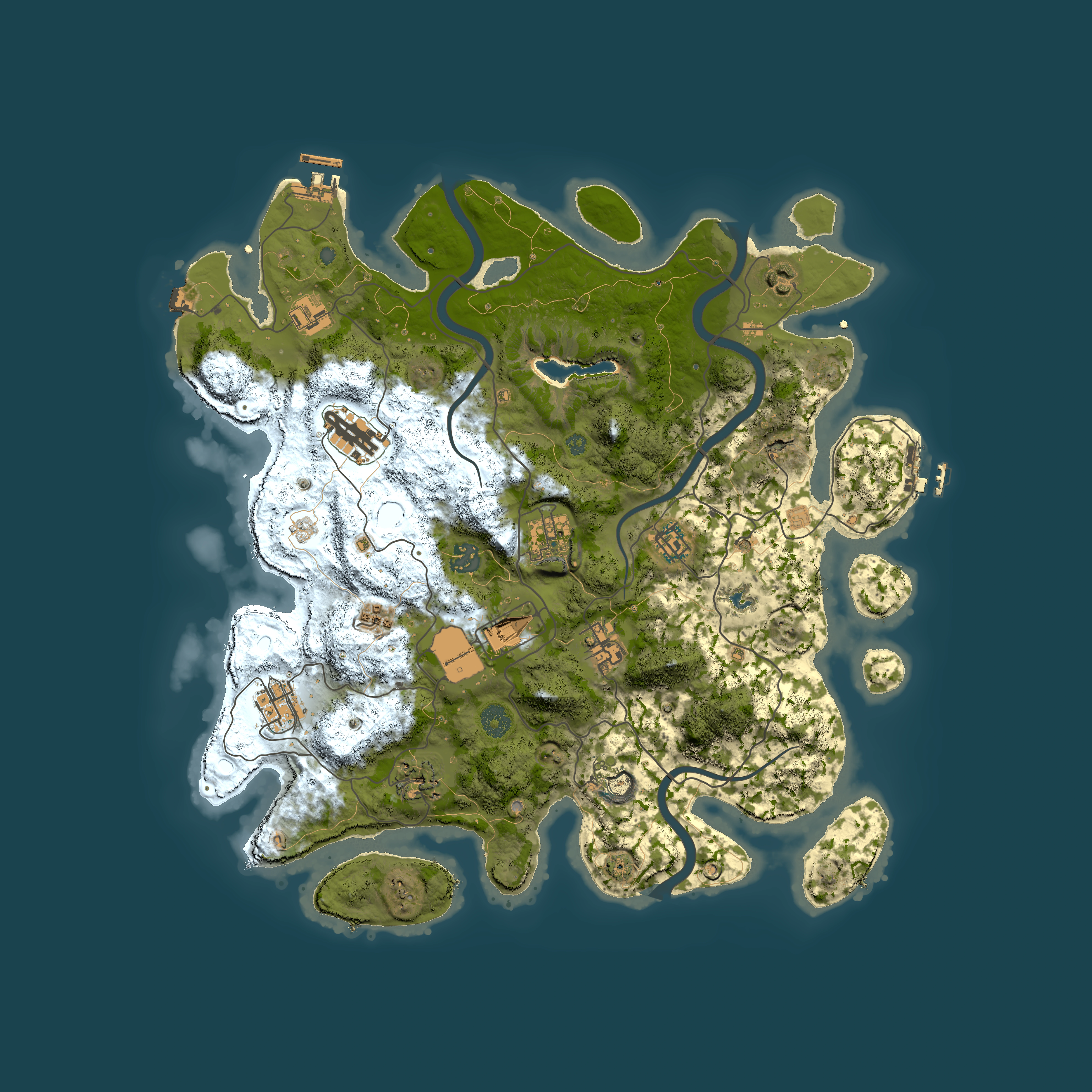 Full top-down render of Rust map seed 1300104329, 4000x4000m