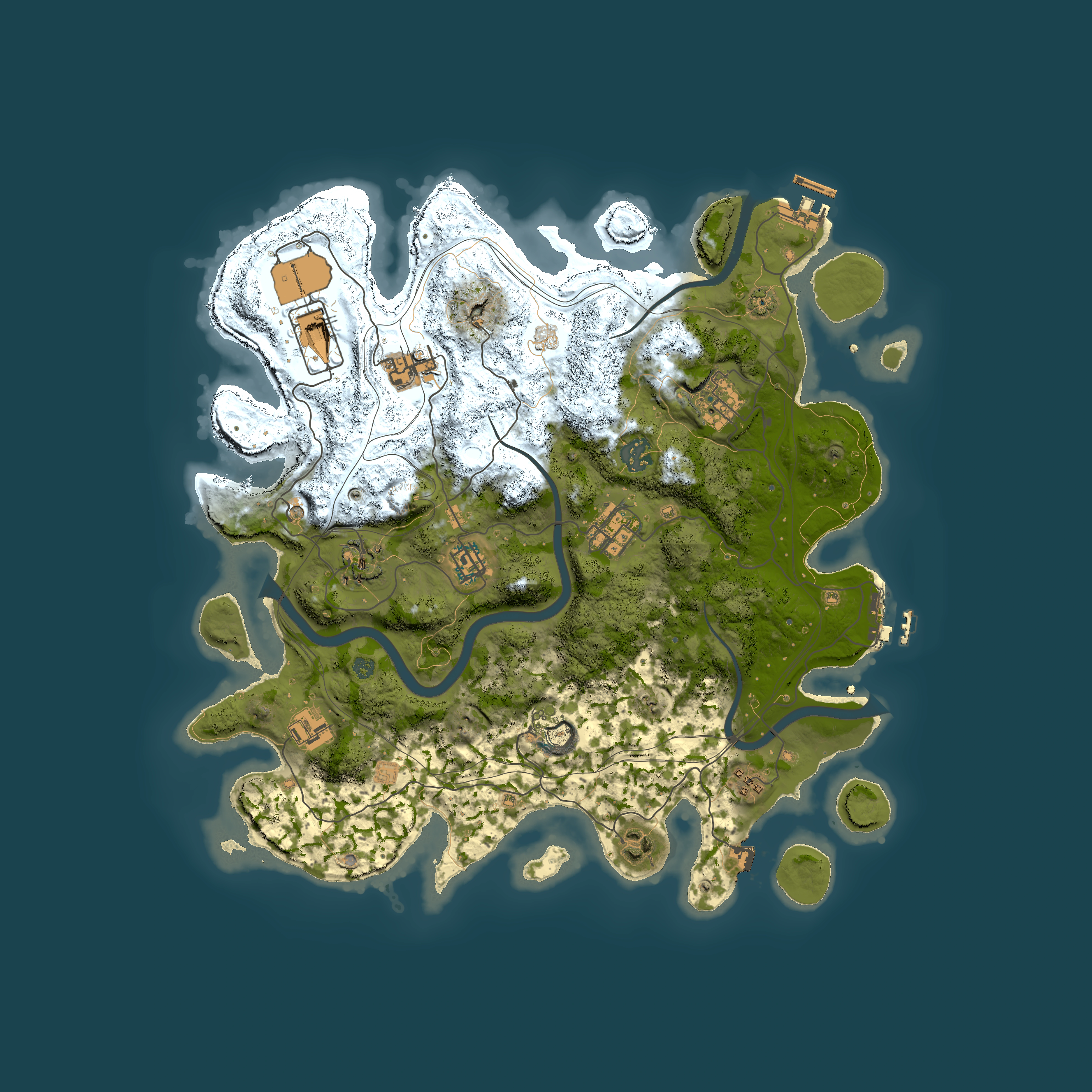 Full top-down render of Rust map seed 1337, 3800x3800m