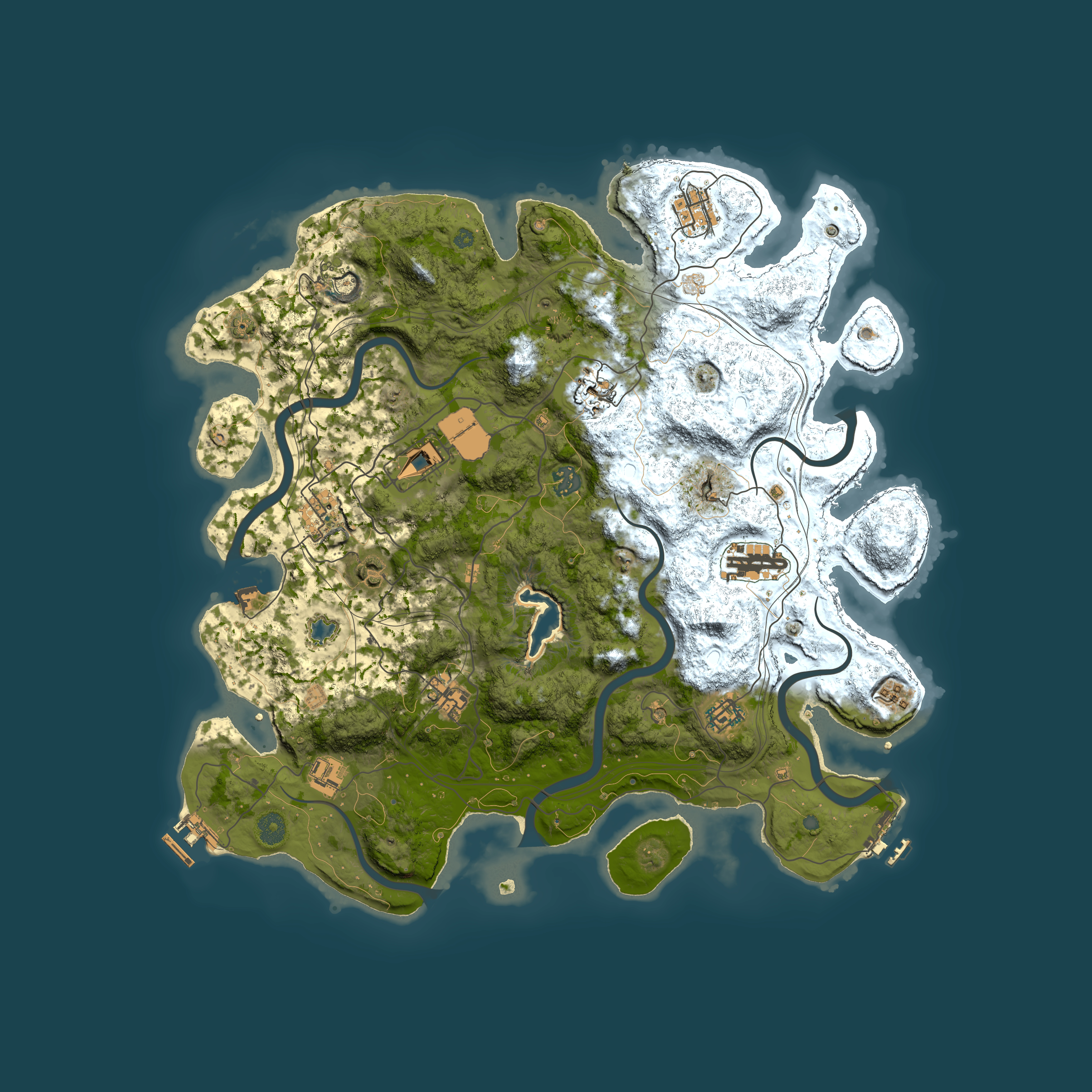 Full top-down render of Rust map seed 0, 4250x4250m