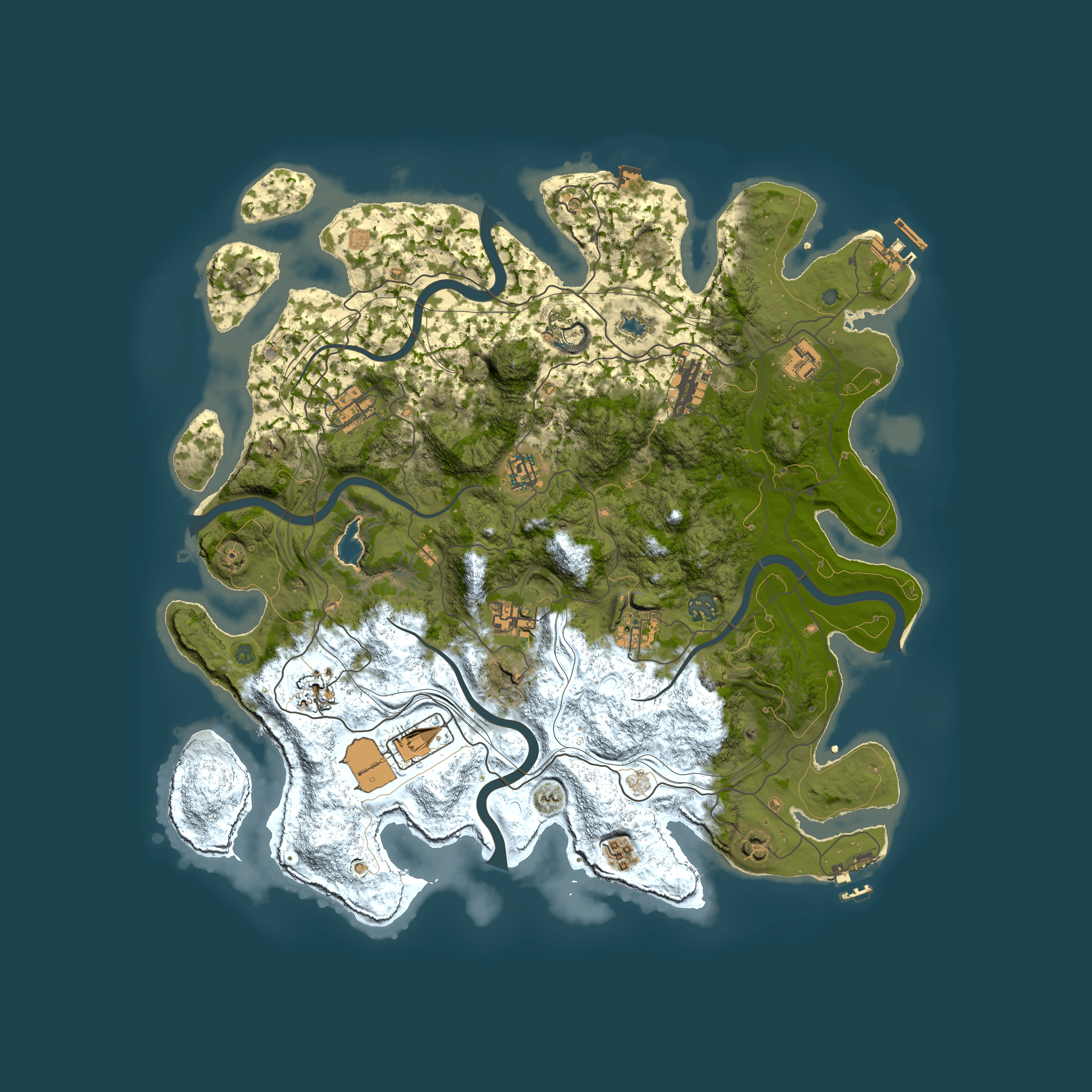 Full top-down render of Rust map seed 0, 4250x4250m