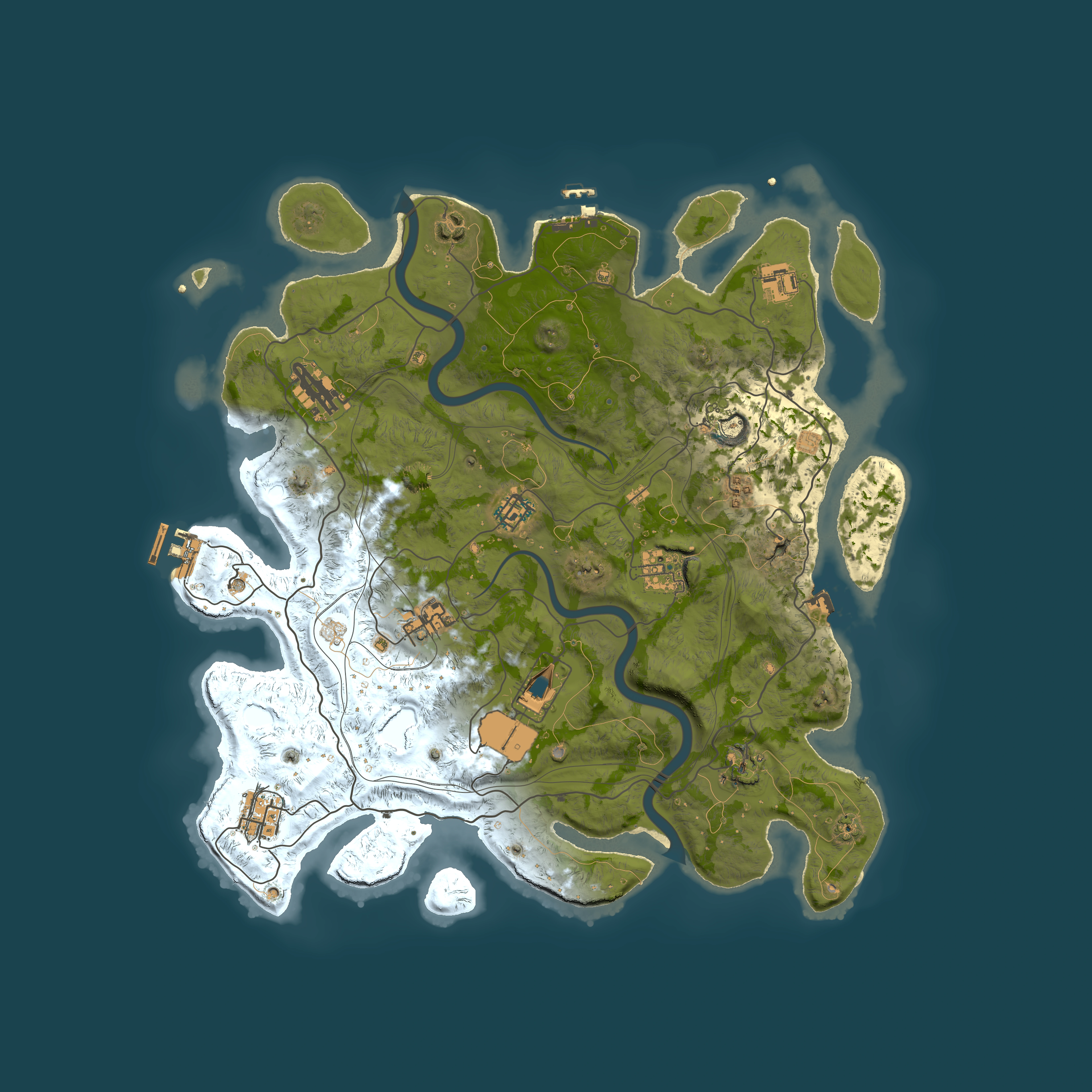 Full top-down render of Rust map seed 1337, 4000x4000m