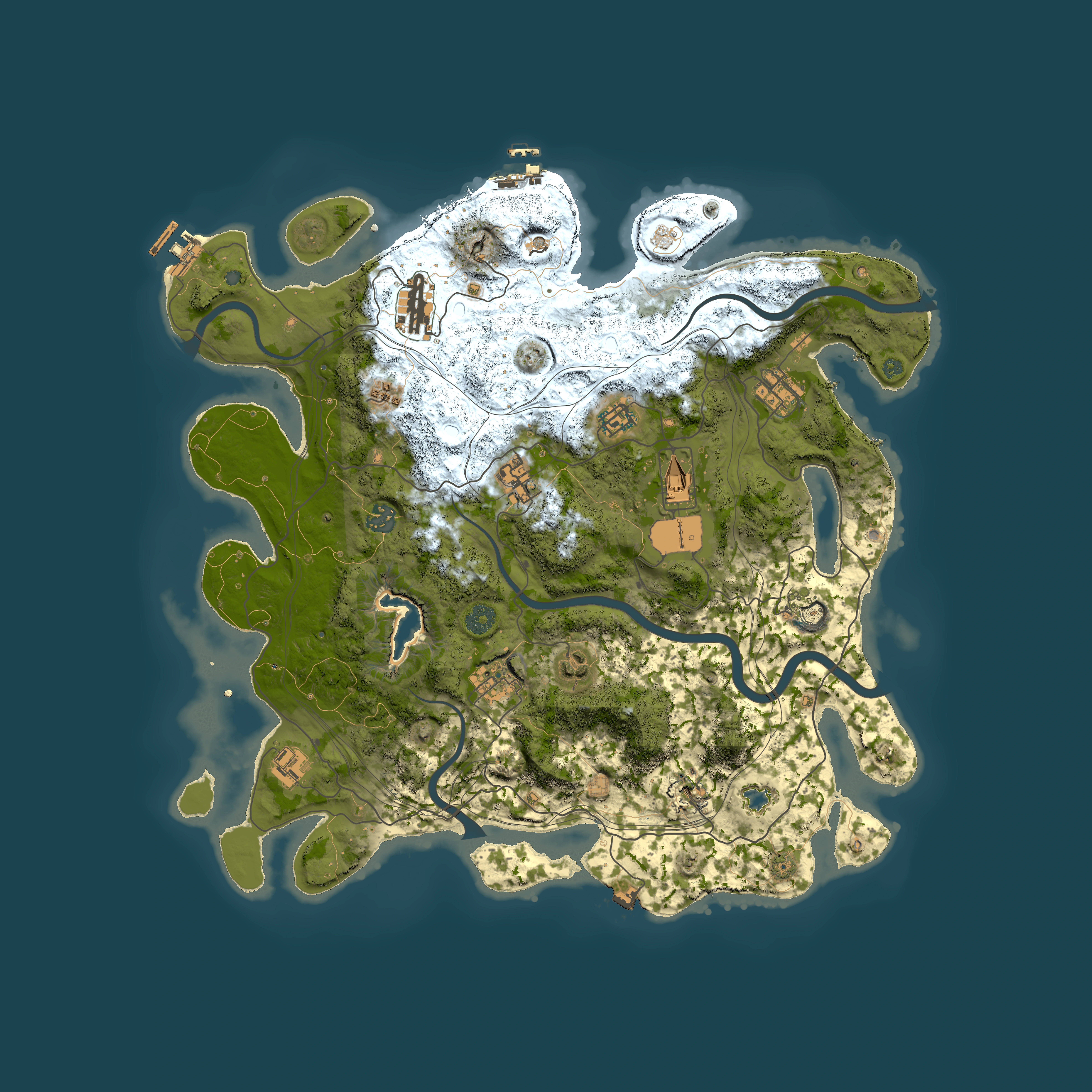 Full top-down render of Rust map seed 0, 4250x4250m