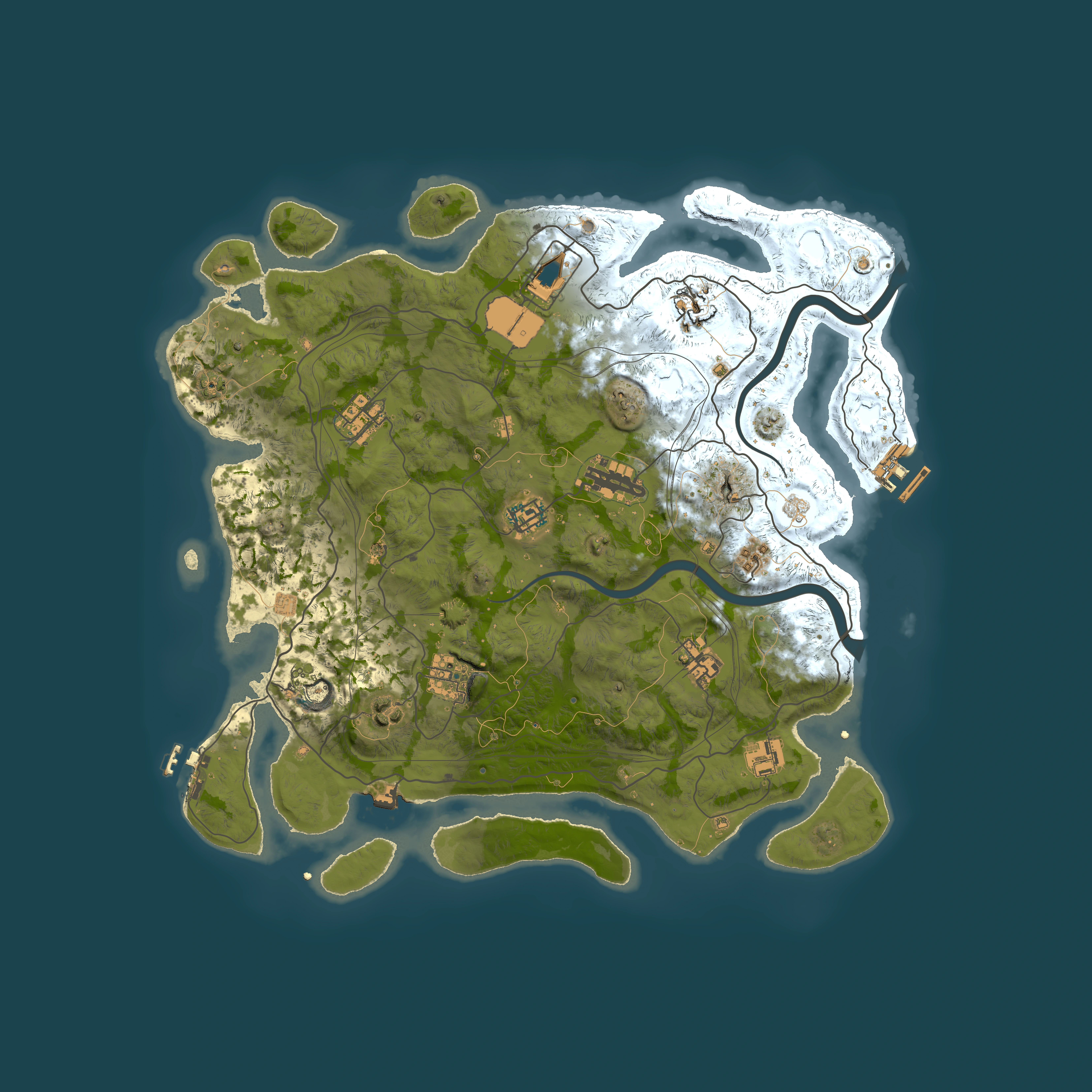 Full top-down render of Rust map seed 1337, 4000x4000m