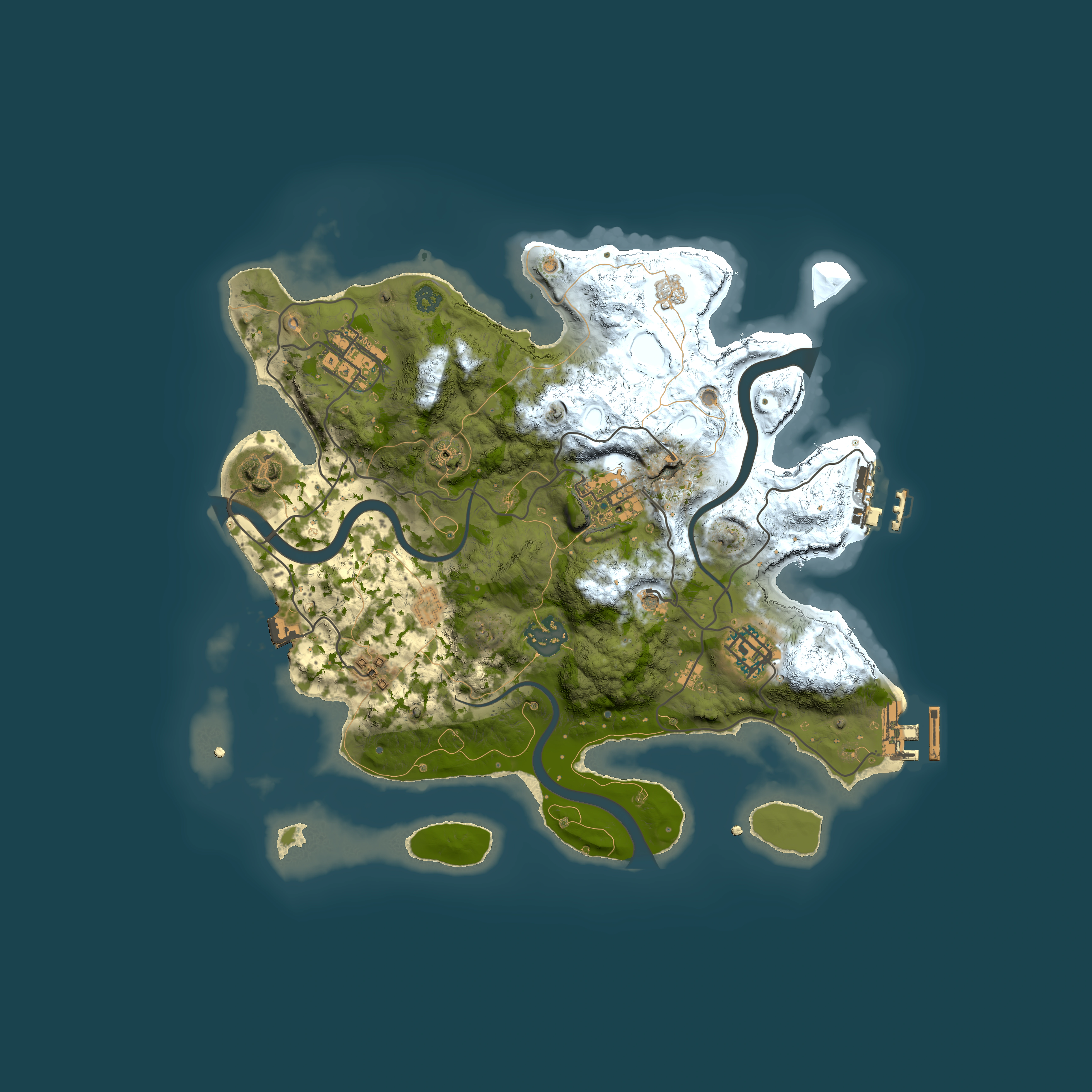 Full top-down render of Rust map seed 285422608, 3000x3000m