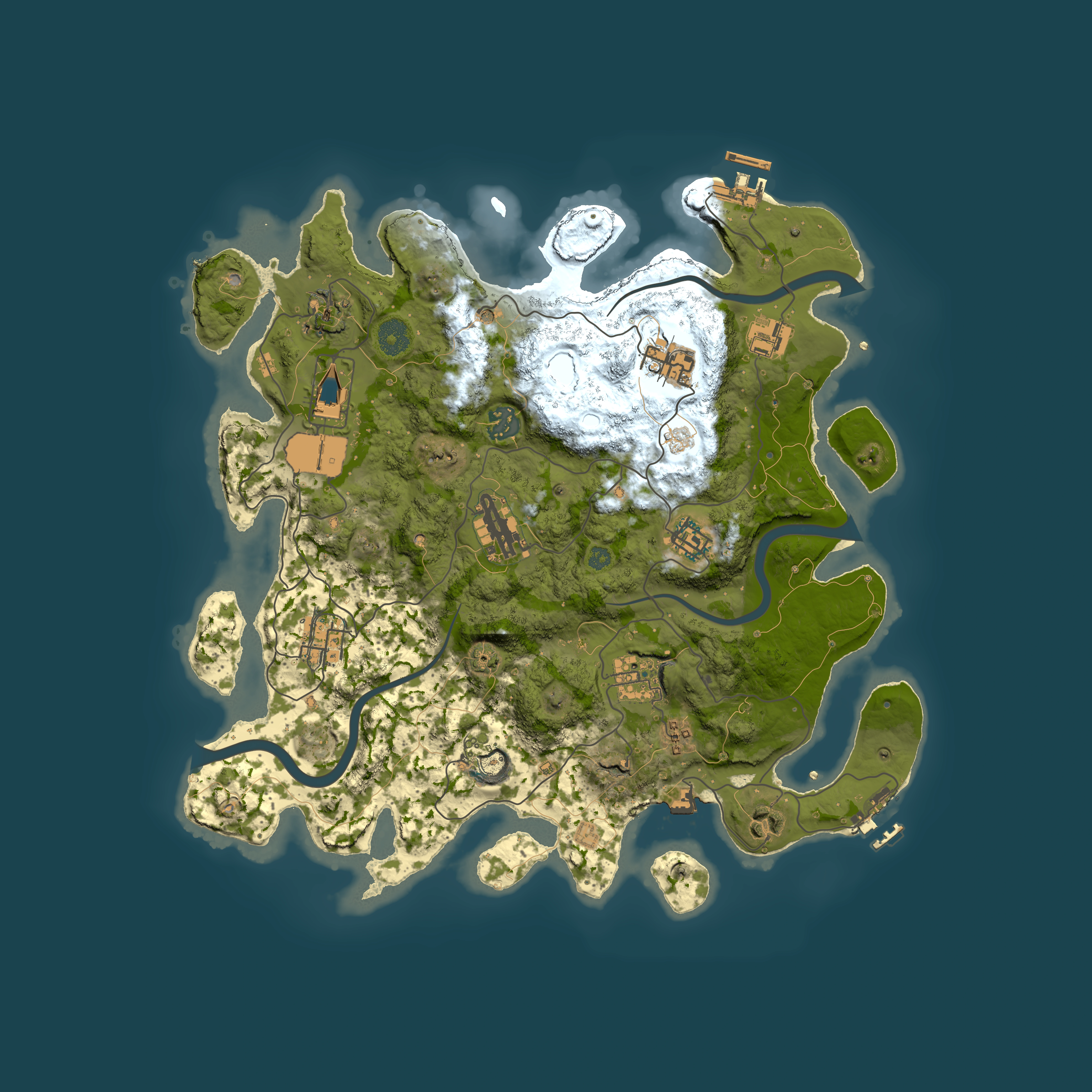 Full top-down render of Rust map seed 52187525, 3700x3700m