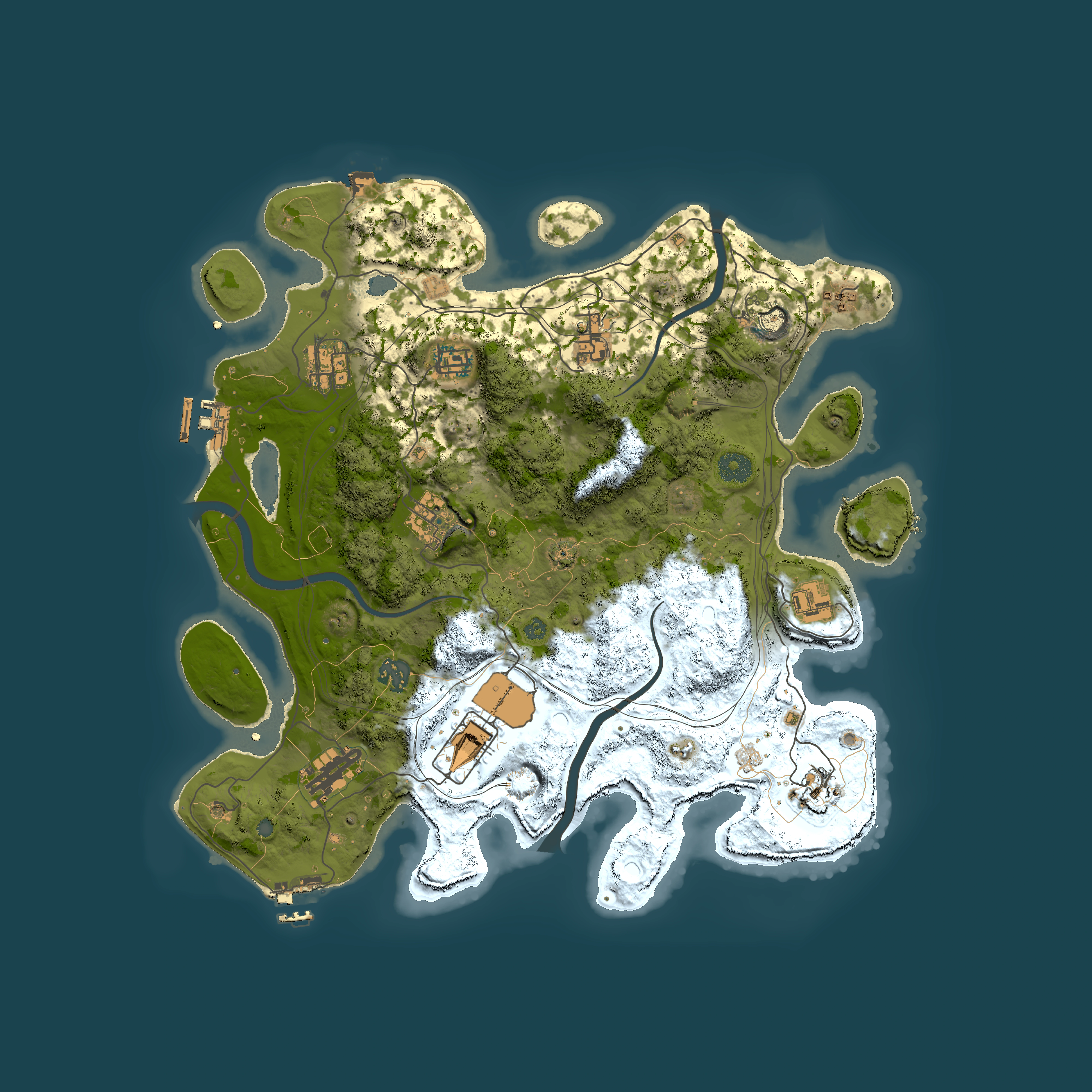 Full top-down render of Rust map seed 1337, 3800x3800m