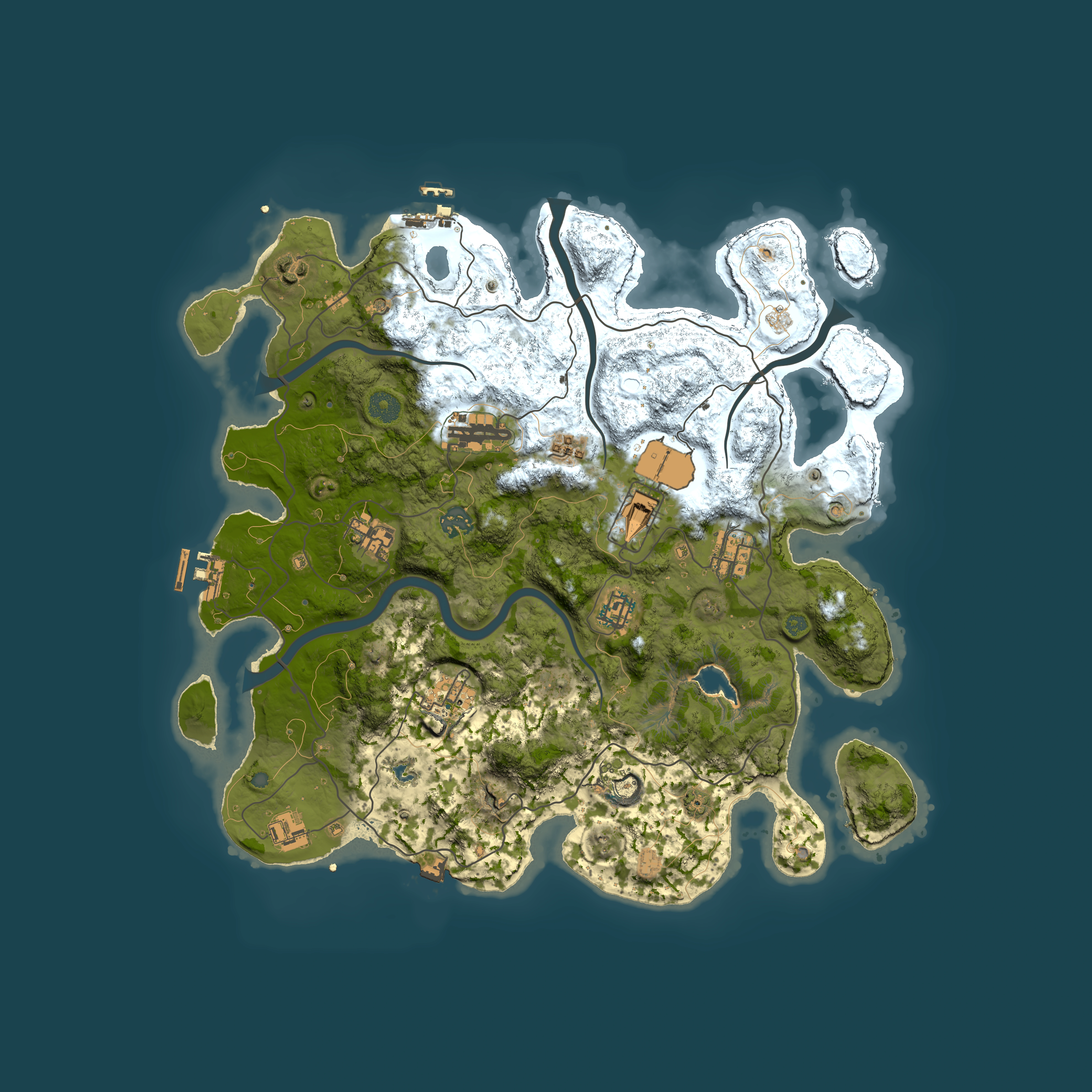 Full top-down render of Rust map seed 466022931, 4000x4000m