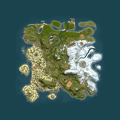 Rust map seed 0, 4000x4000m top-down preview