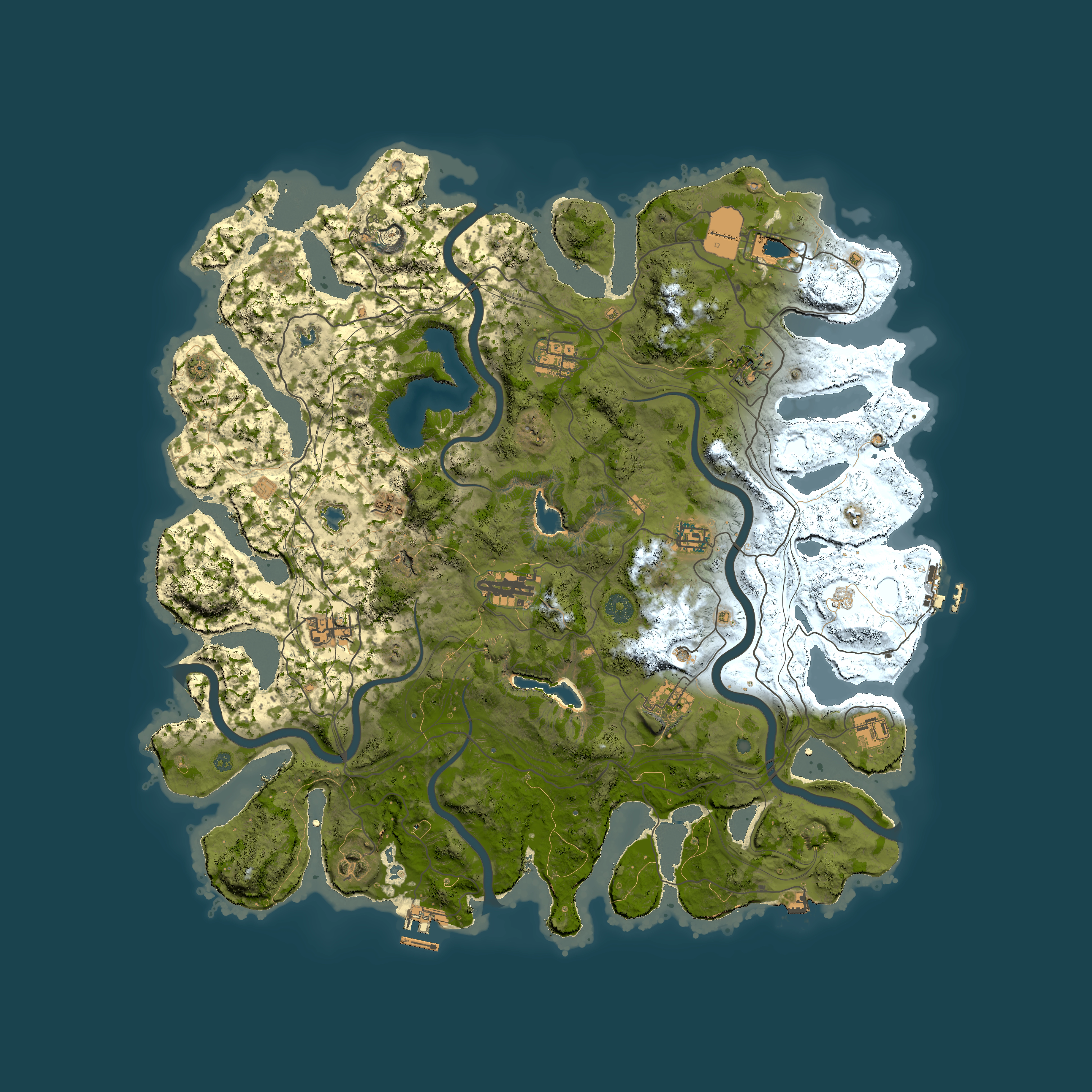 Full top-down render of Rust map seed 1069105600, 4500x4500m