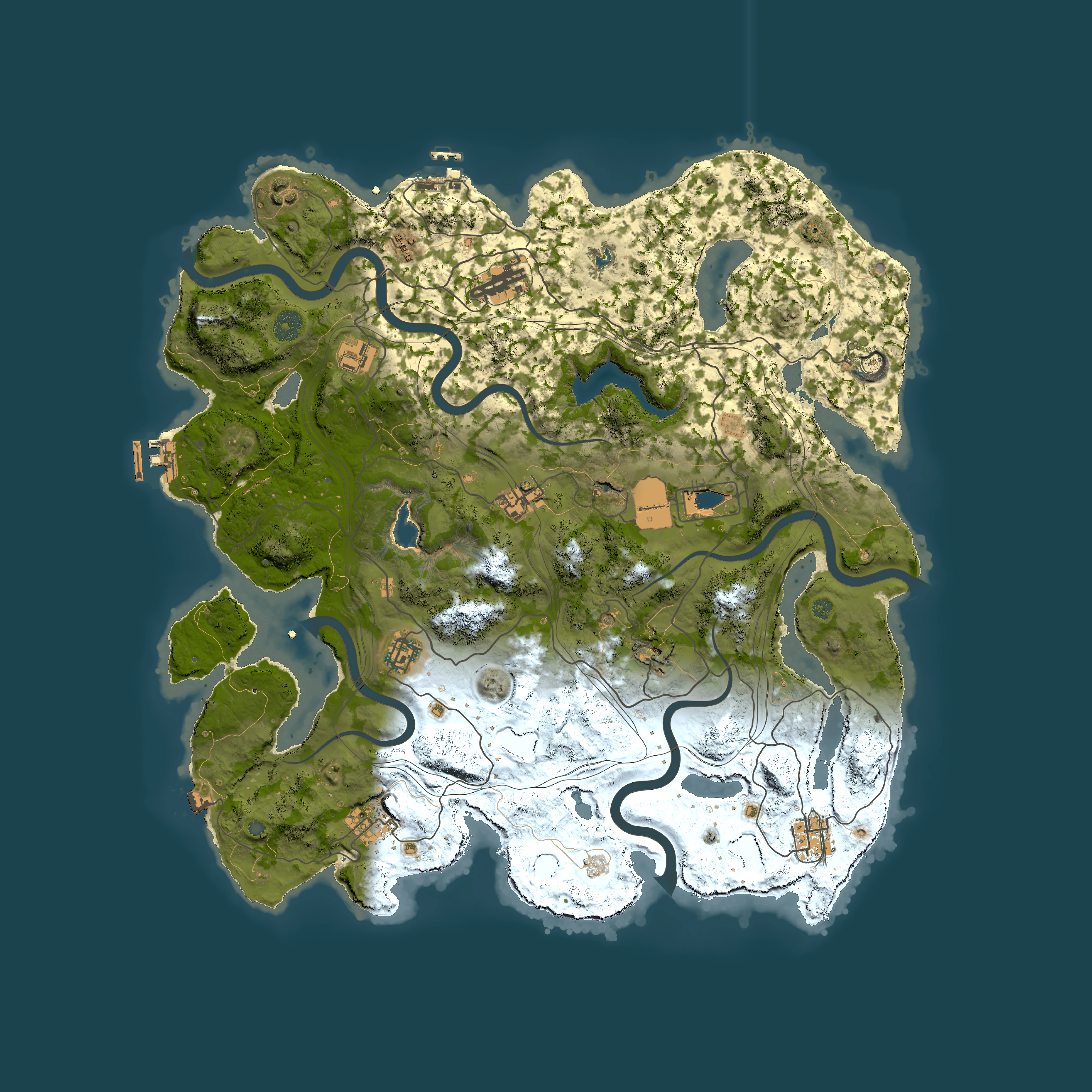 Full top-down render of Rust map seed 1945, 4250x4250m