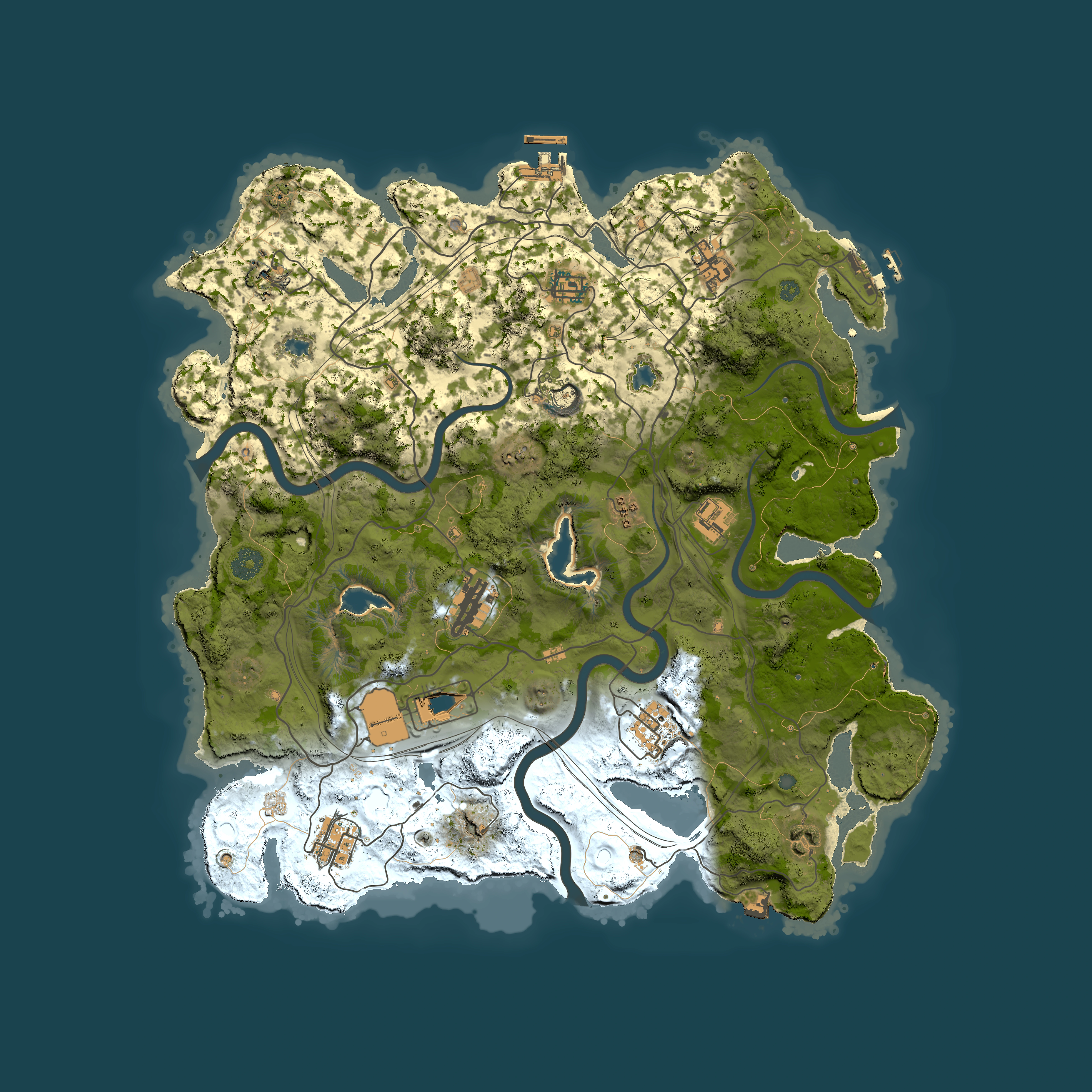 Full top-down render of Rust map seed 2076768327, 4000x4000m