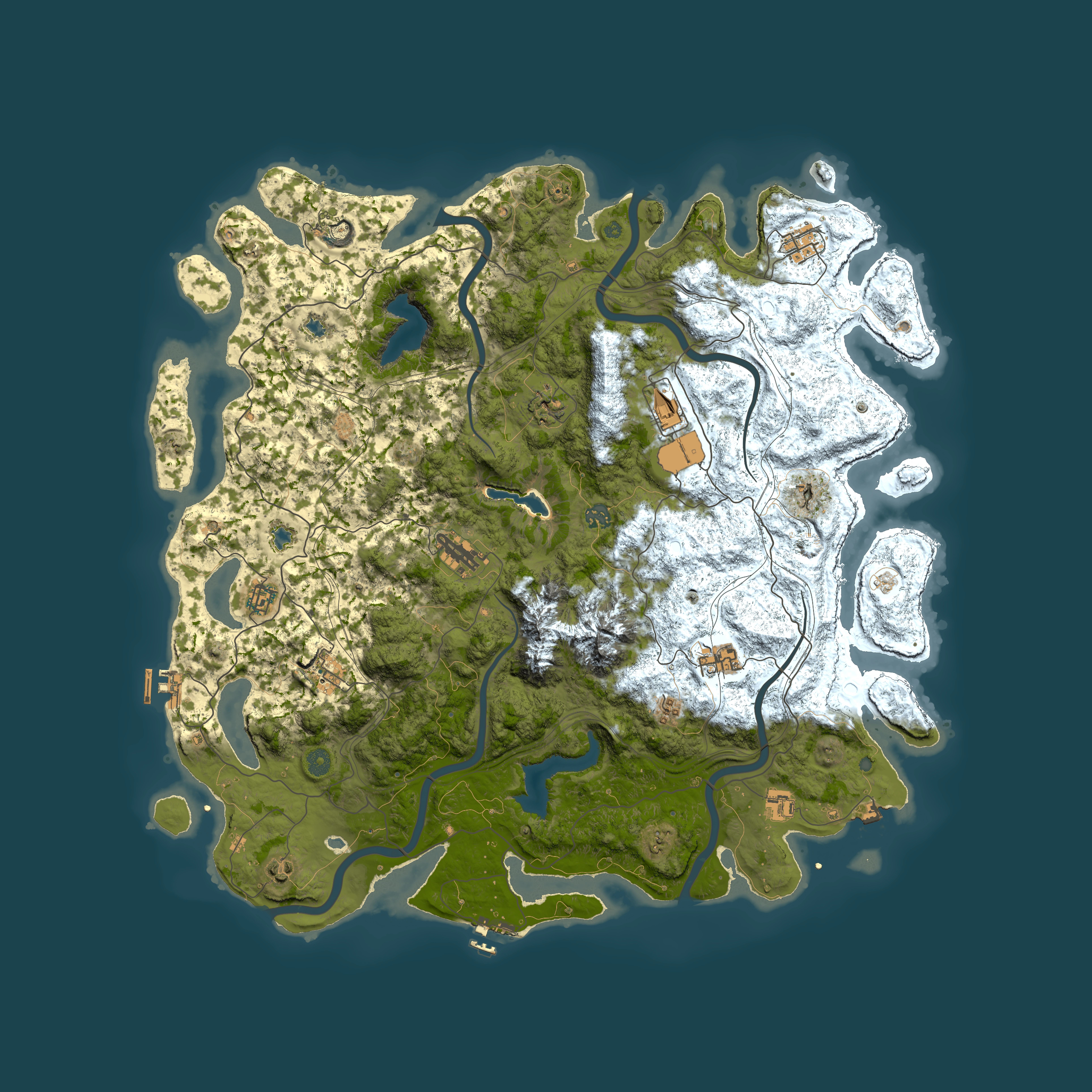 Full top-down render of Rust map seed 594357369, 5000x5000m