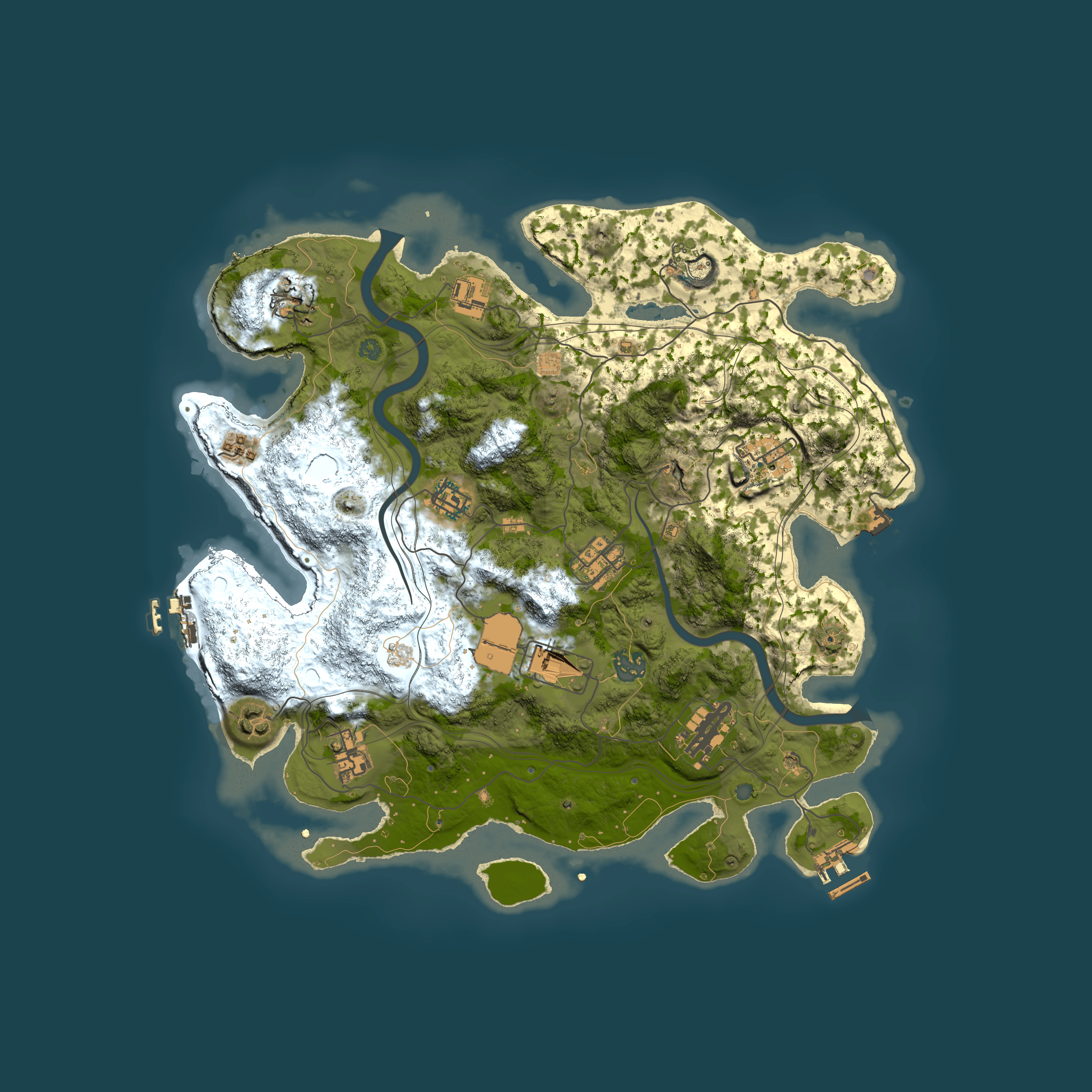 Full top-down render of Rust map seed 1337, 3800x3800m