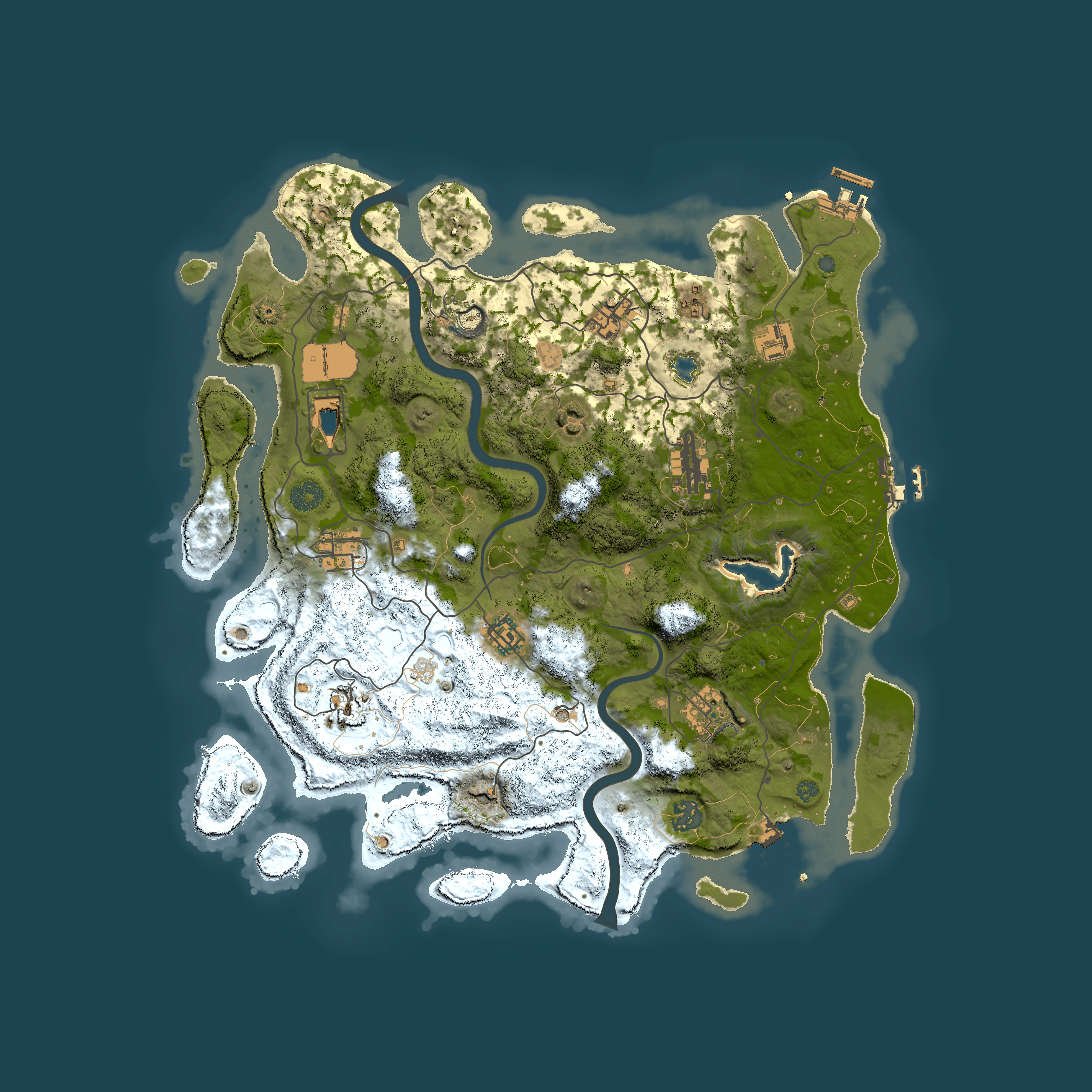 Full top-down render of Rust map seed 1912345605, 4000x4000m
