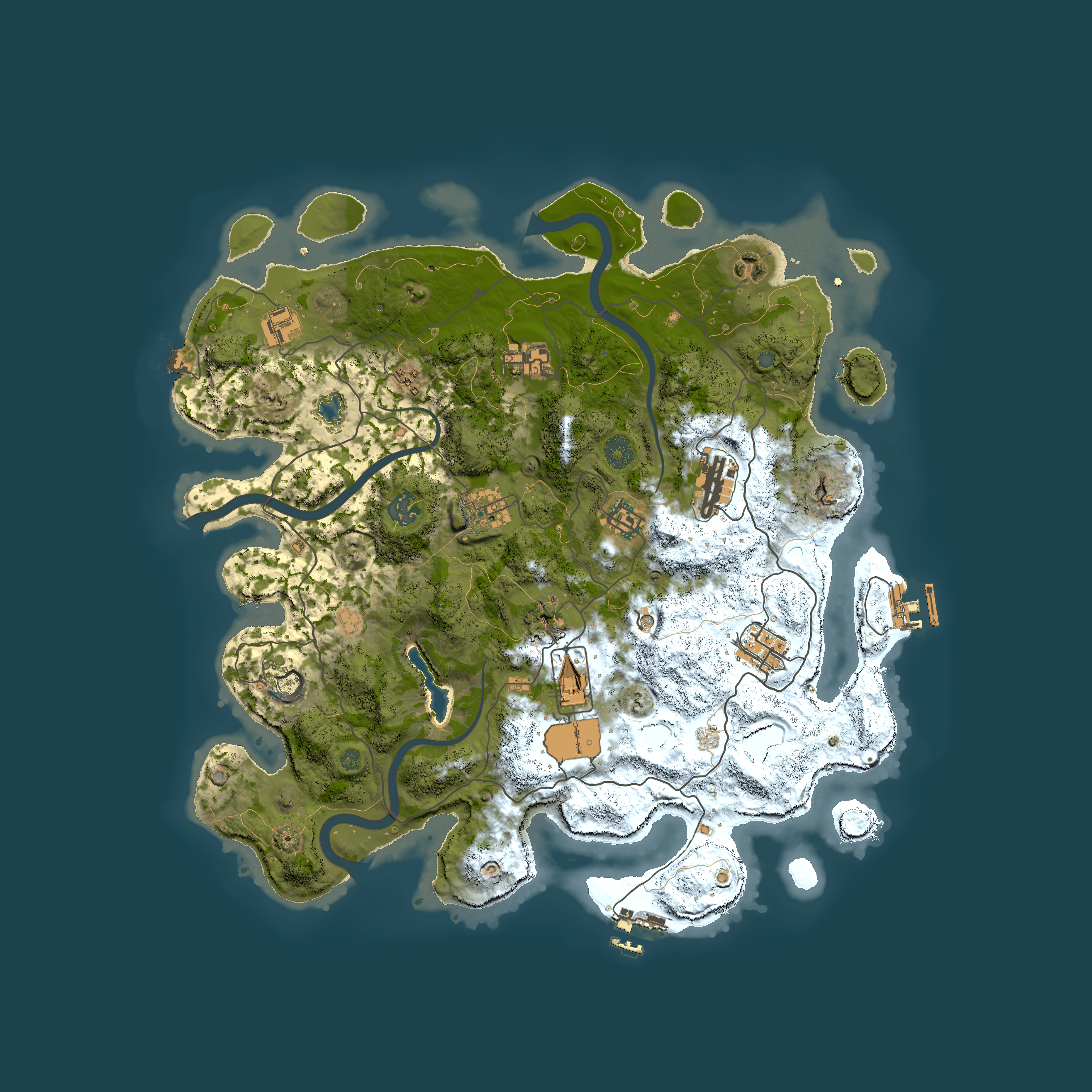 Full top-down render of Rust map seed 1912345608, 4000x4000m