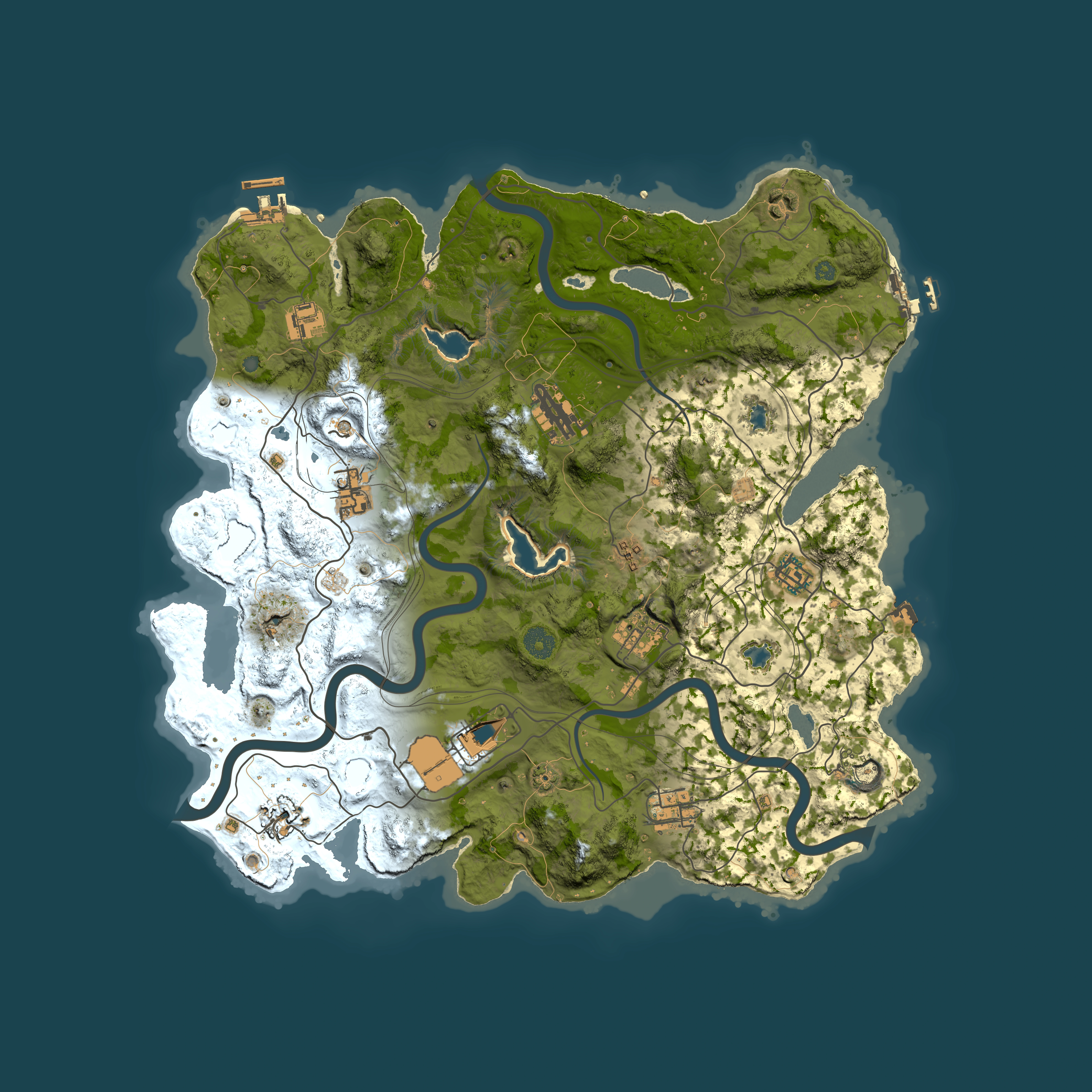 Full top-down render of Rust map seed 1969761073, 4000x4000m
