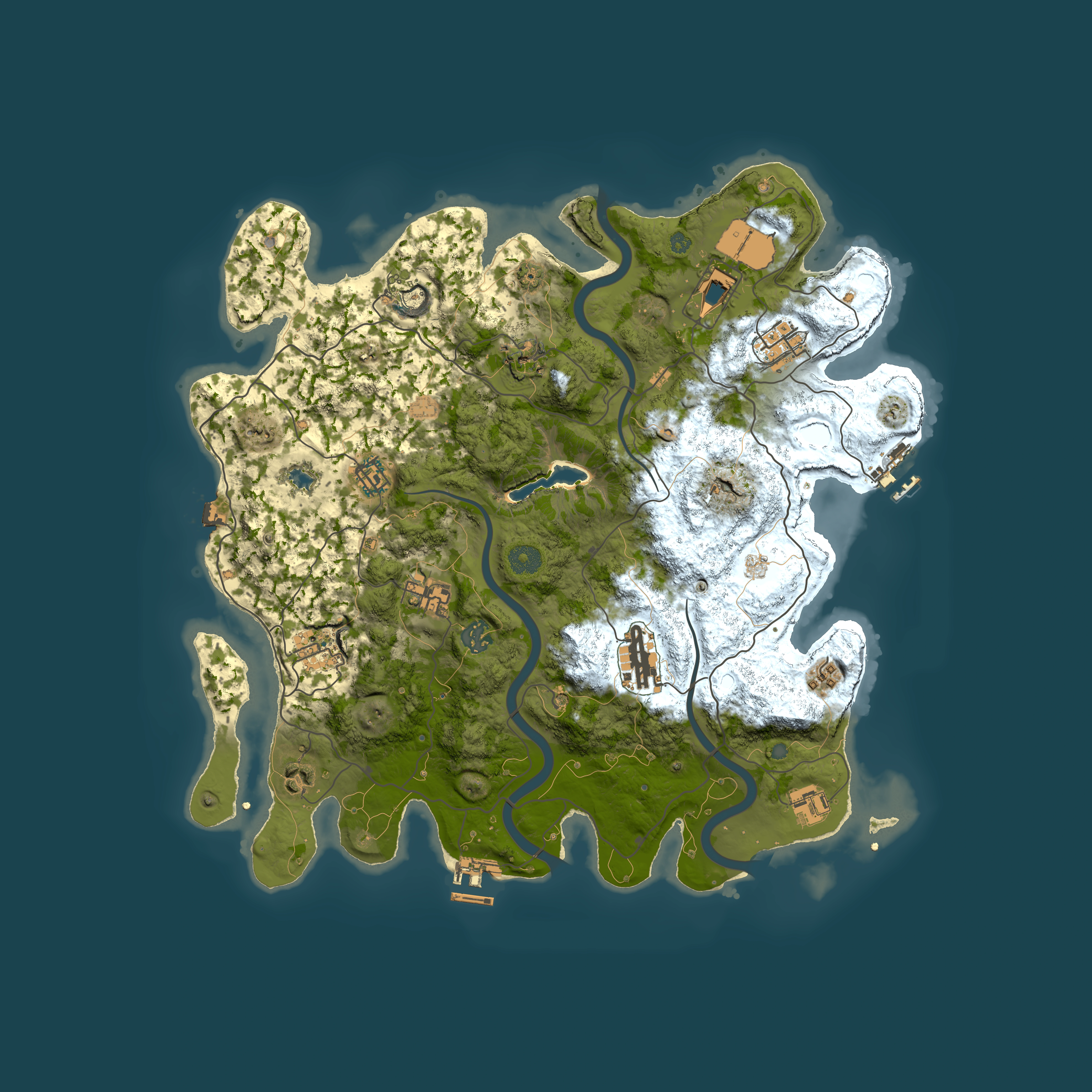 Full top-down render of Rust map seed 1132683412, 4000x4000m