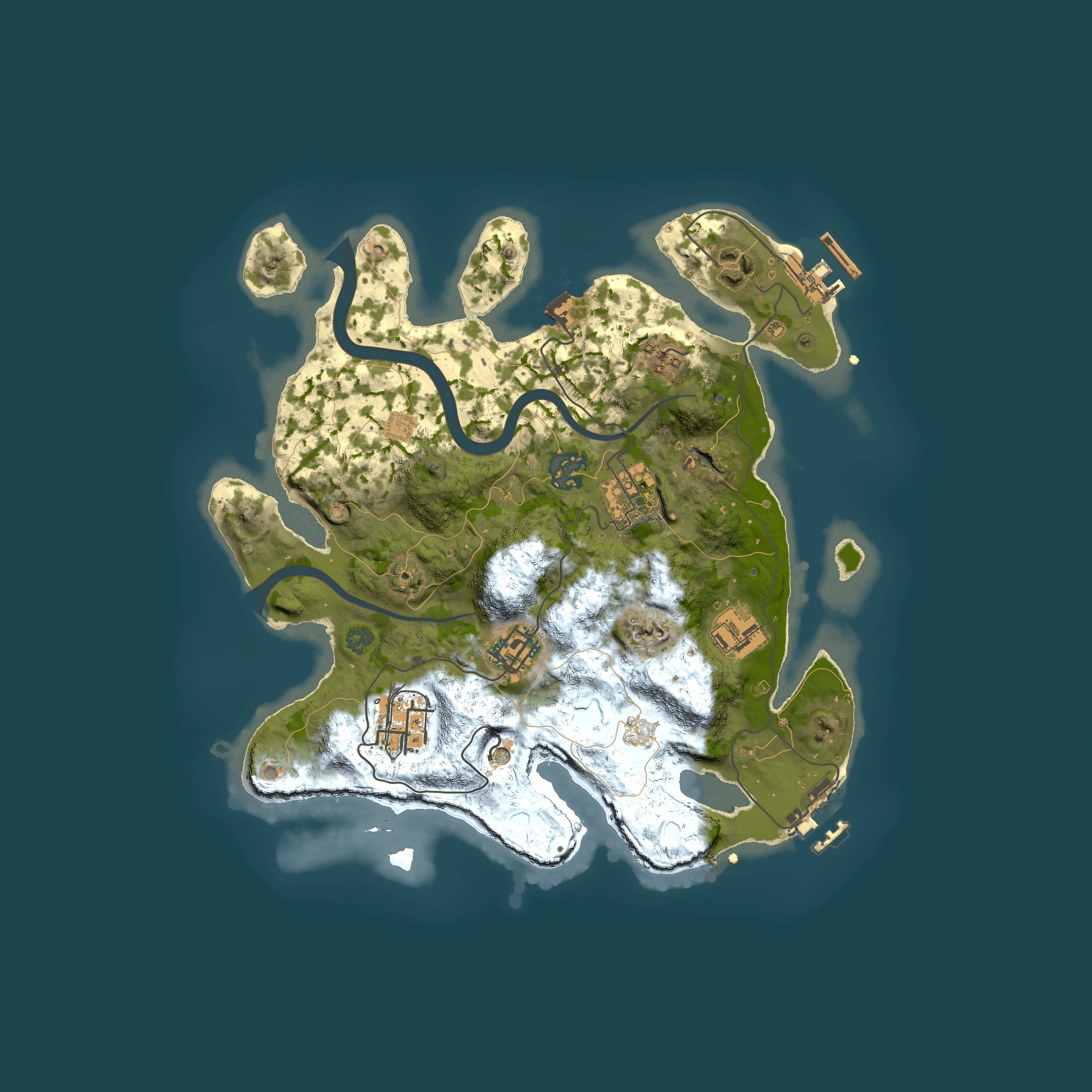 Full top-down render of Rust map seed 1435568967, 3000x3000m