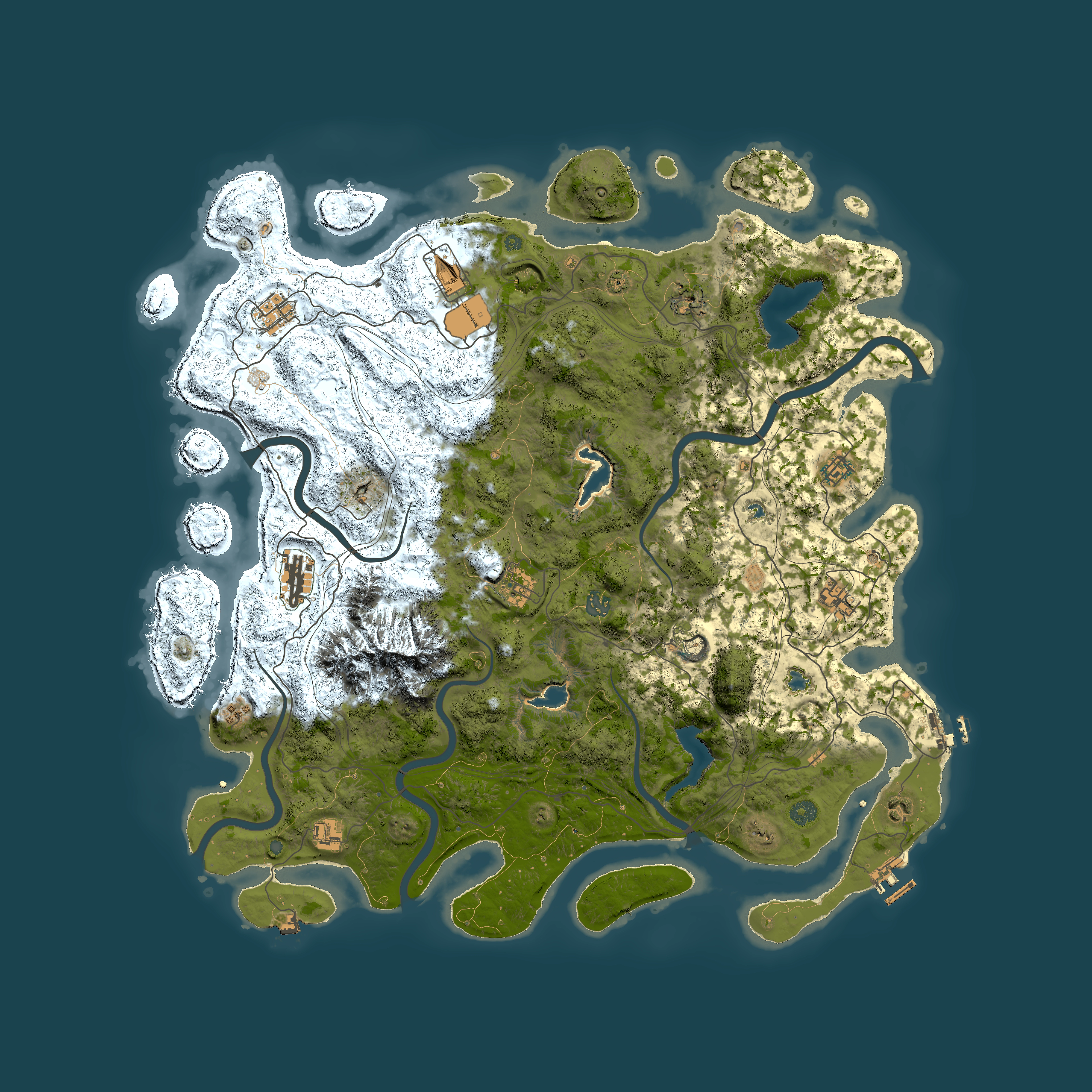 Full top-down render of Rust map seed 648054848, 5000x5000m