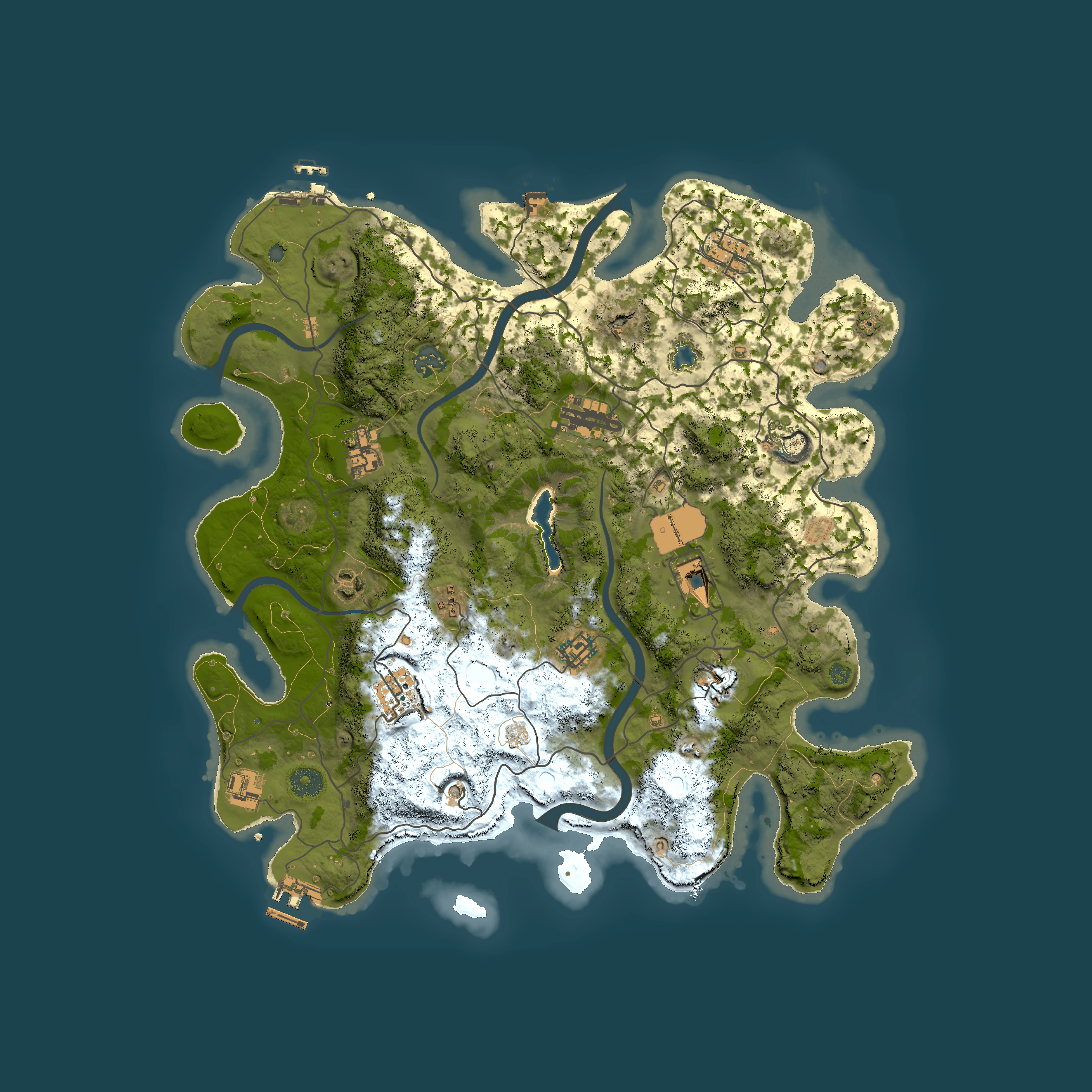 Full top-down render of Rust map seed 1647570099, 4000x4000m