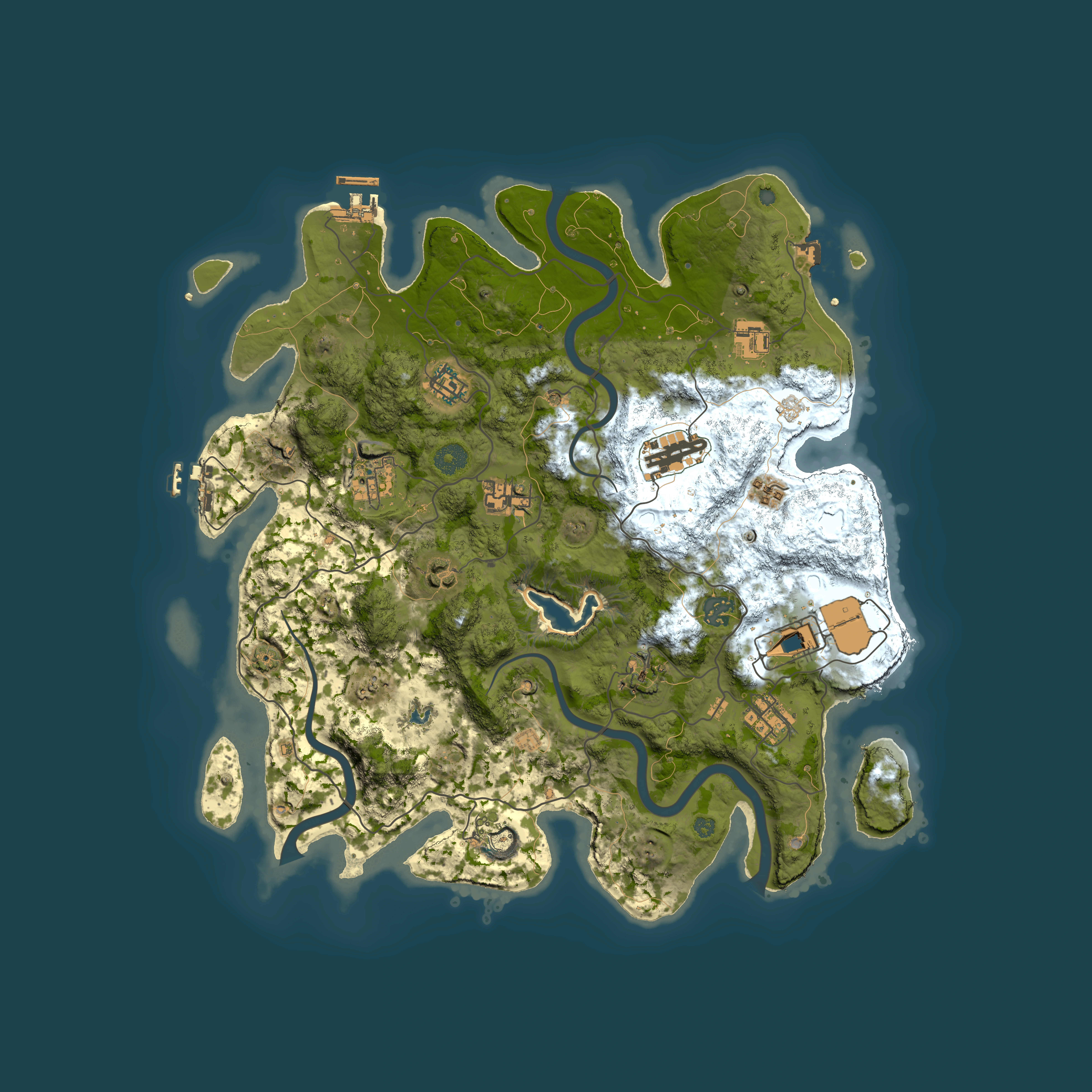 Full top-down render of Rust map seed 2124041701, 4000x4000m