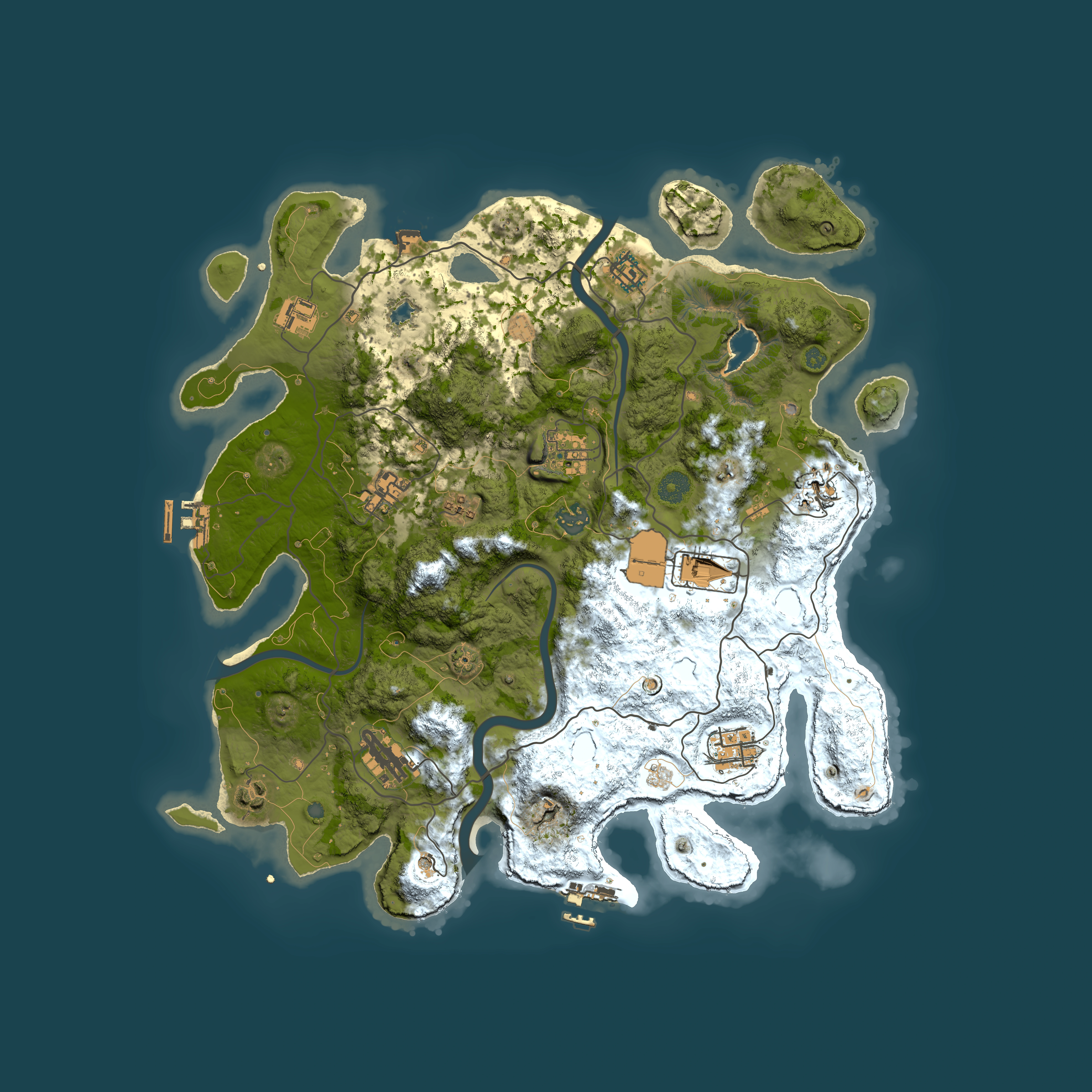 Full top-down render of Rust map seed 1561305166, 4000x4000m