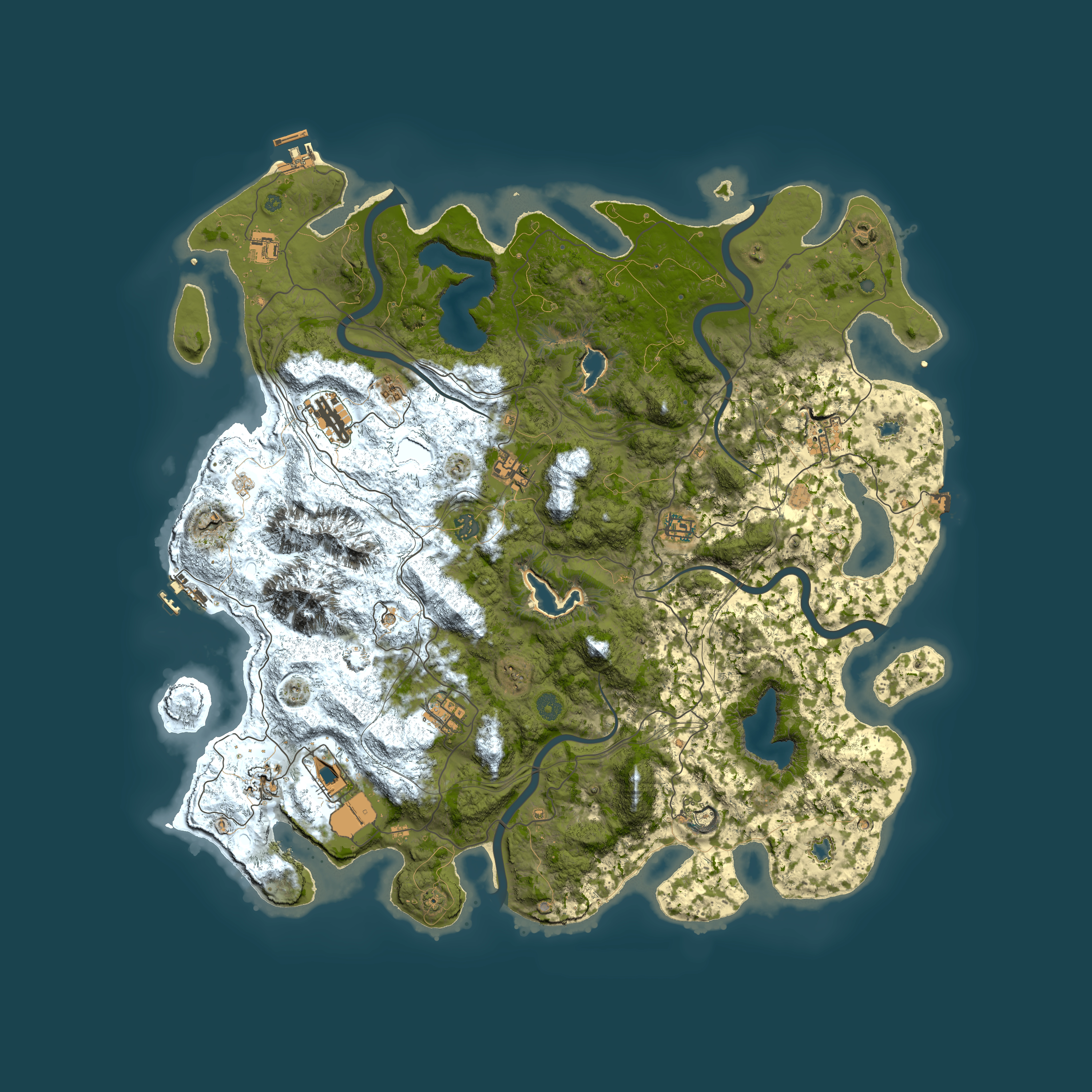 Full top-down render of Rust map seed 130602289, 5000x5000m