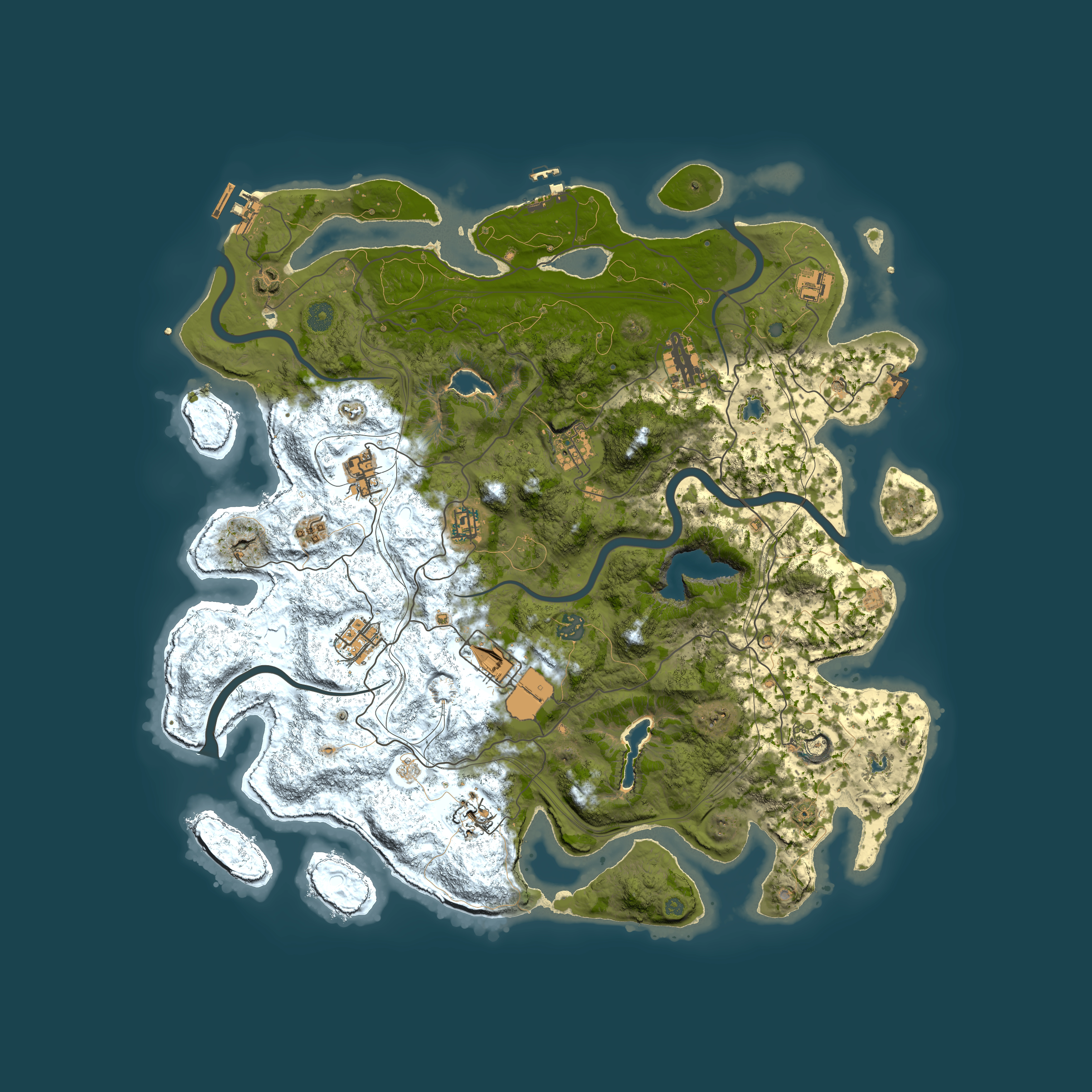 Full top-down render of Rust map seed 4915542, 4500x4500m