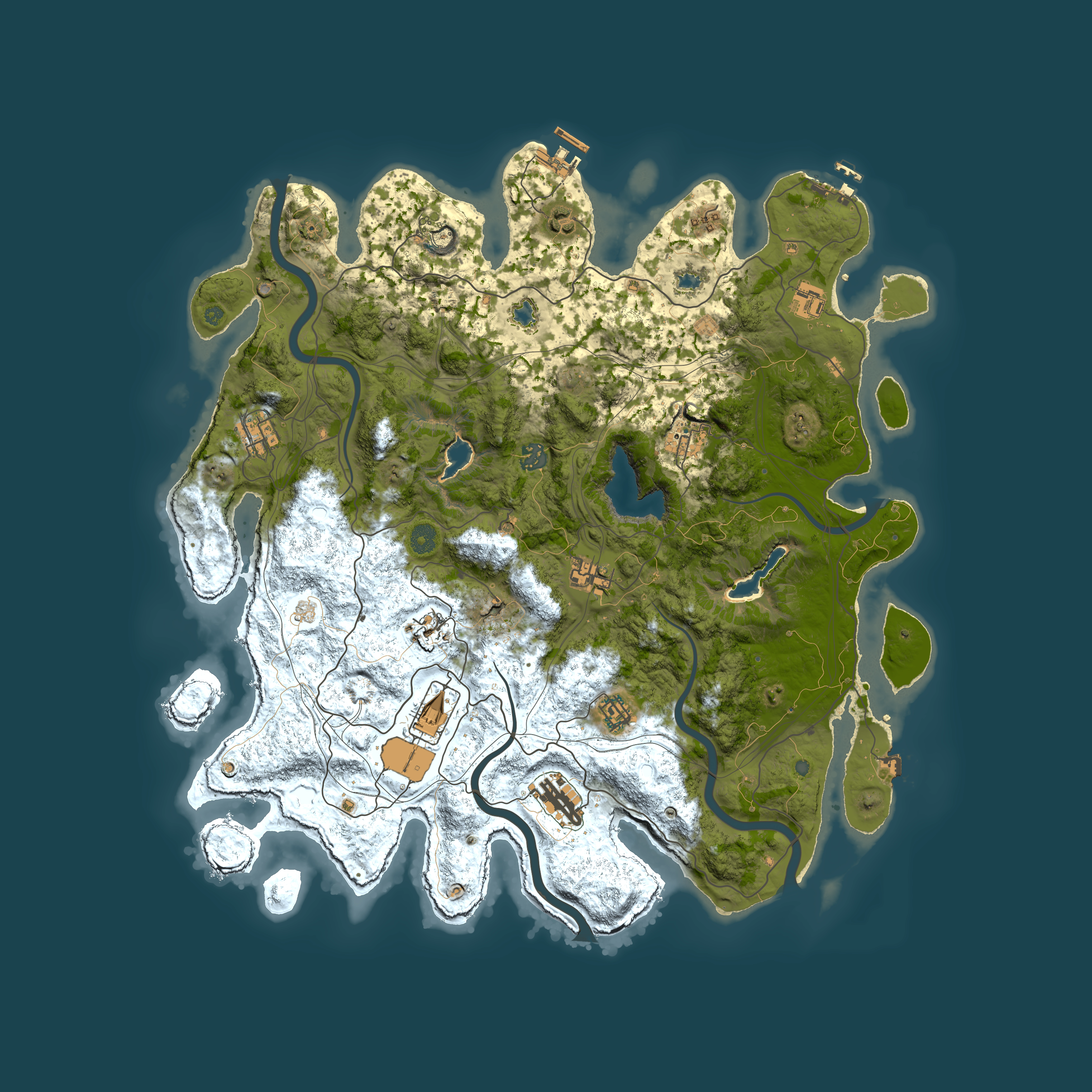 Full top-down render of Rust map seed 150157006, 4500x4500m