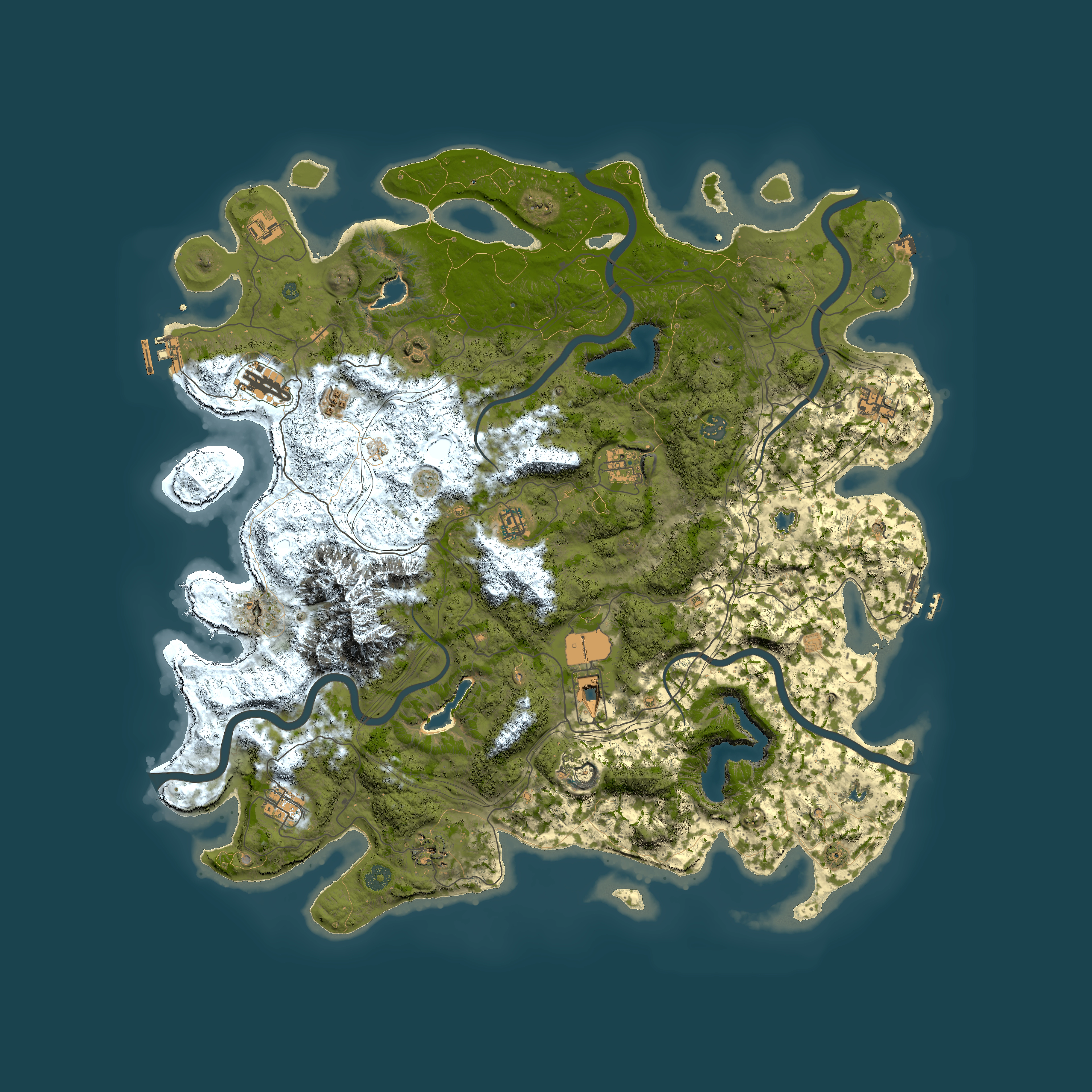 Full top-down render of Rust map seed 326945868, 5000x5000m