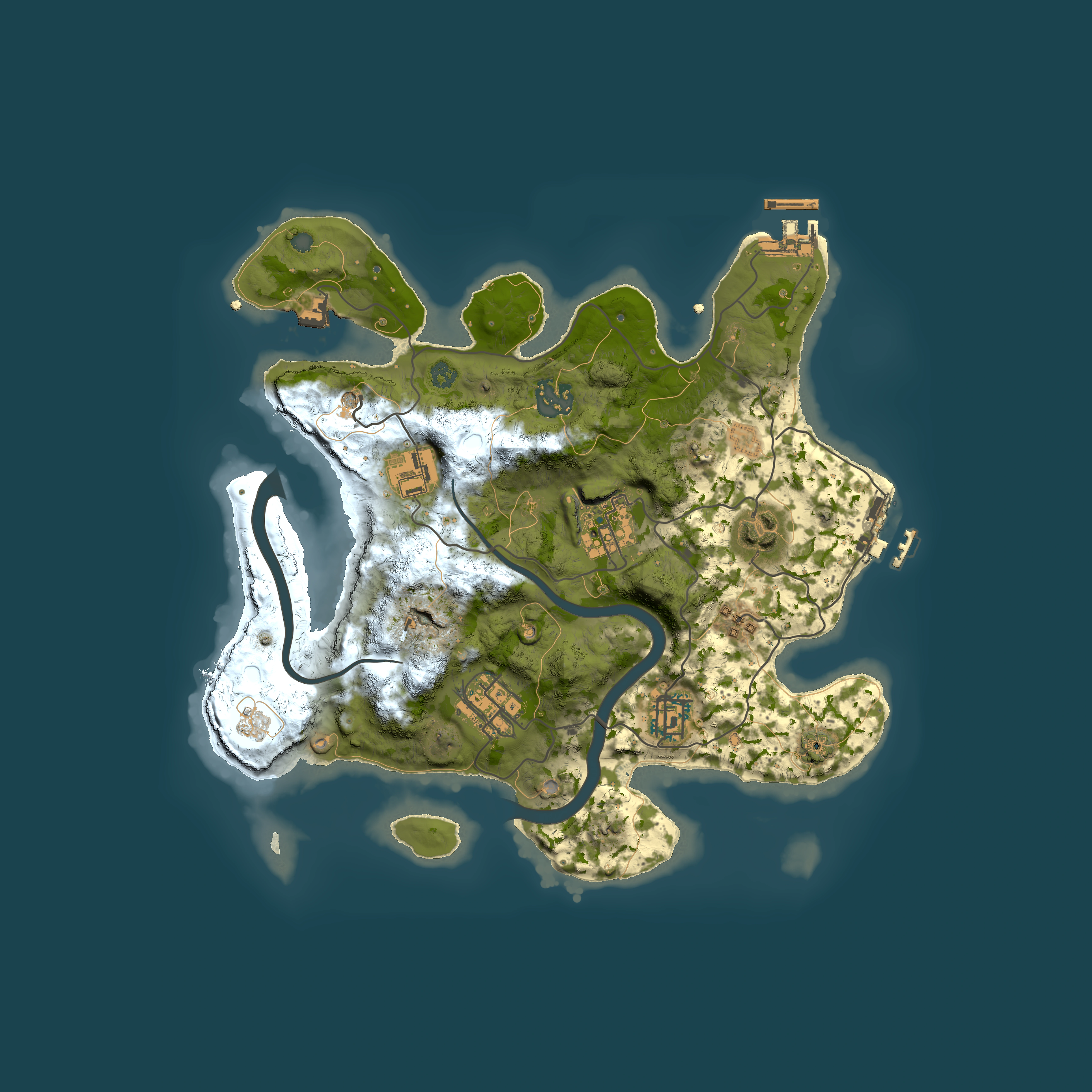 Full top-down render of Rust map seed 353883344, 3000x3000m