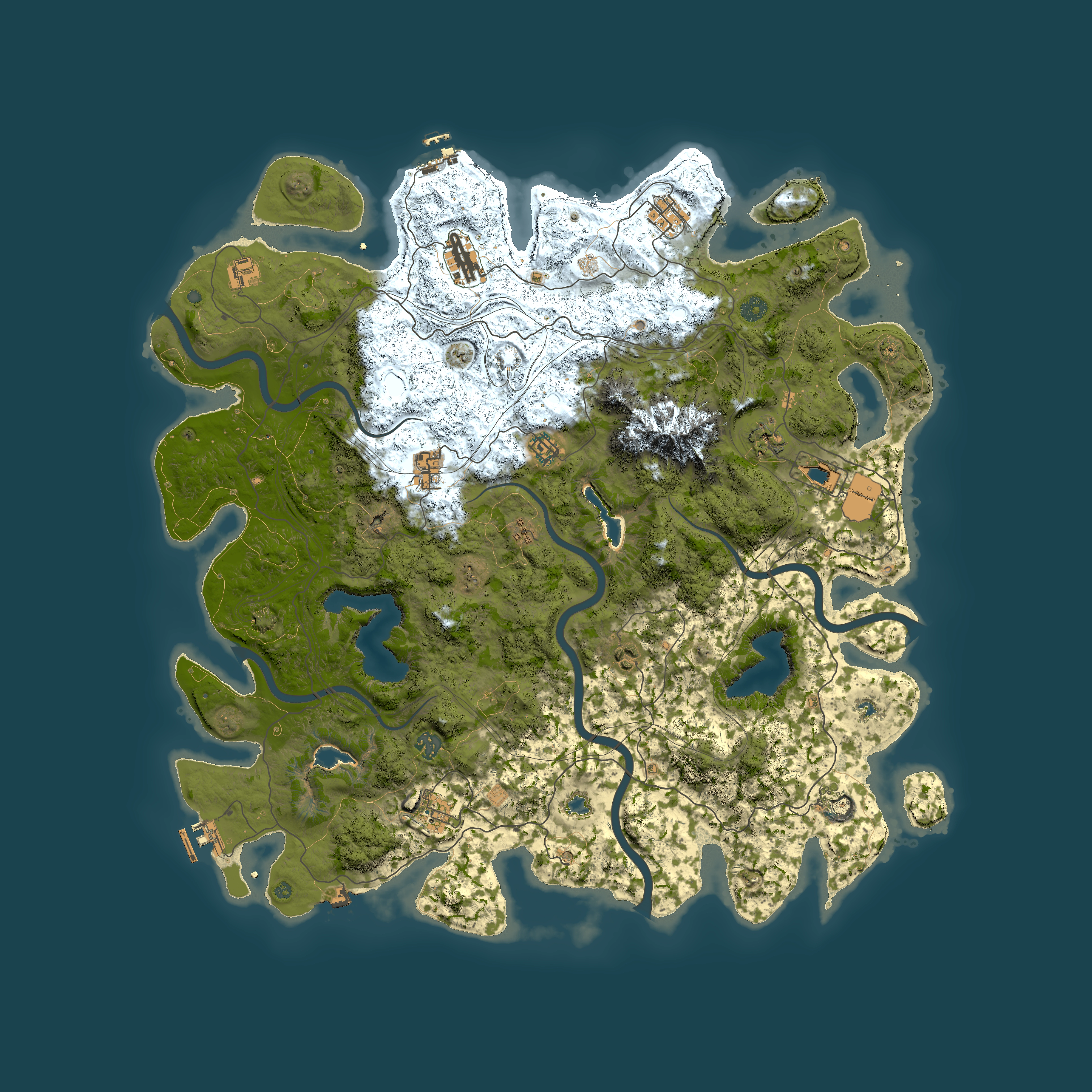 Full top-down render of Rust map seed 107792120, 5000x5000m