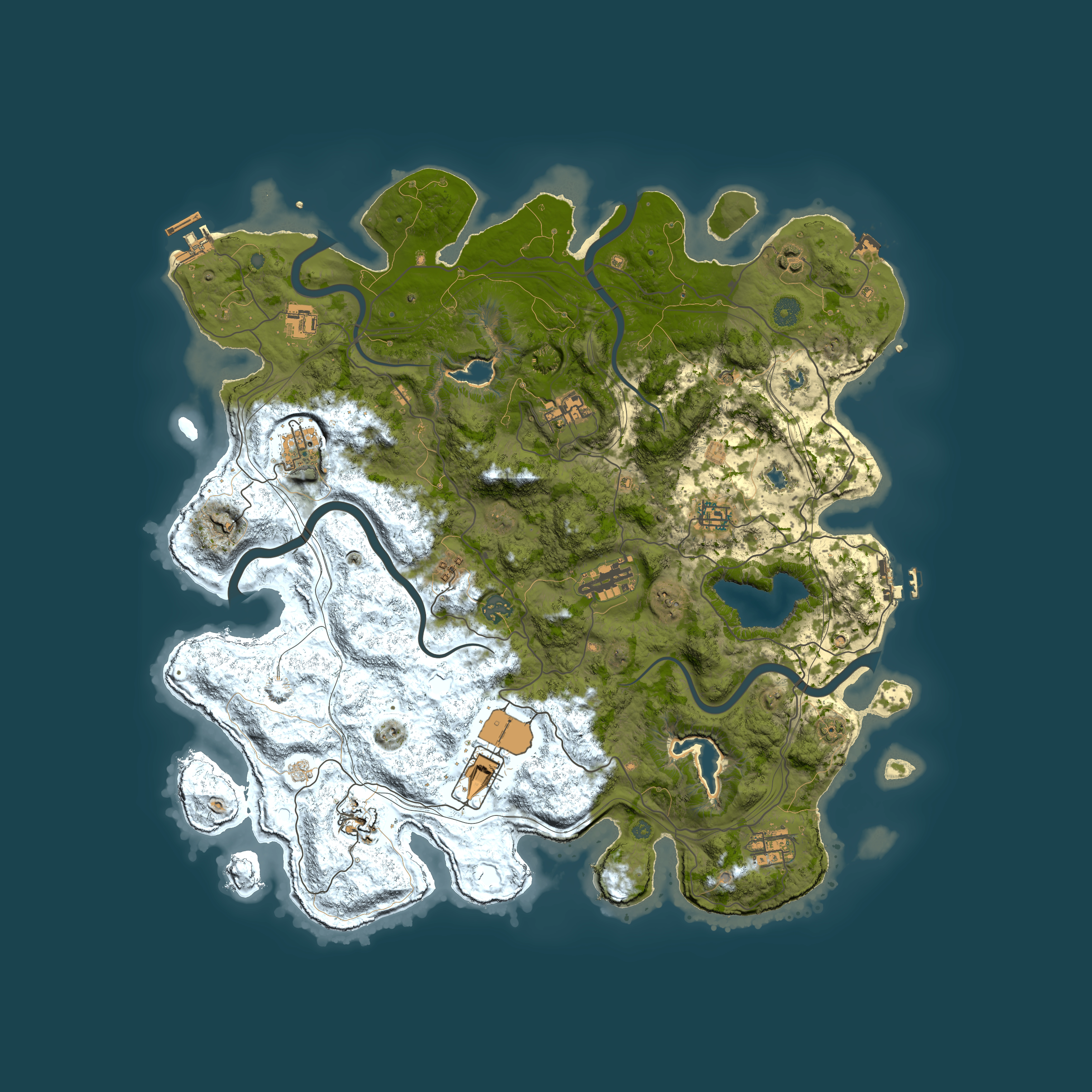 Full top-down render of Rust map seed 1358785745, 4500x4500m