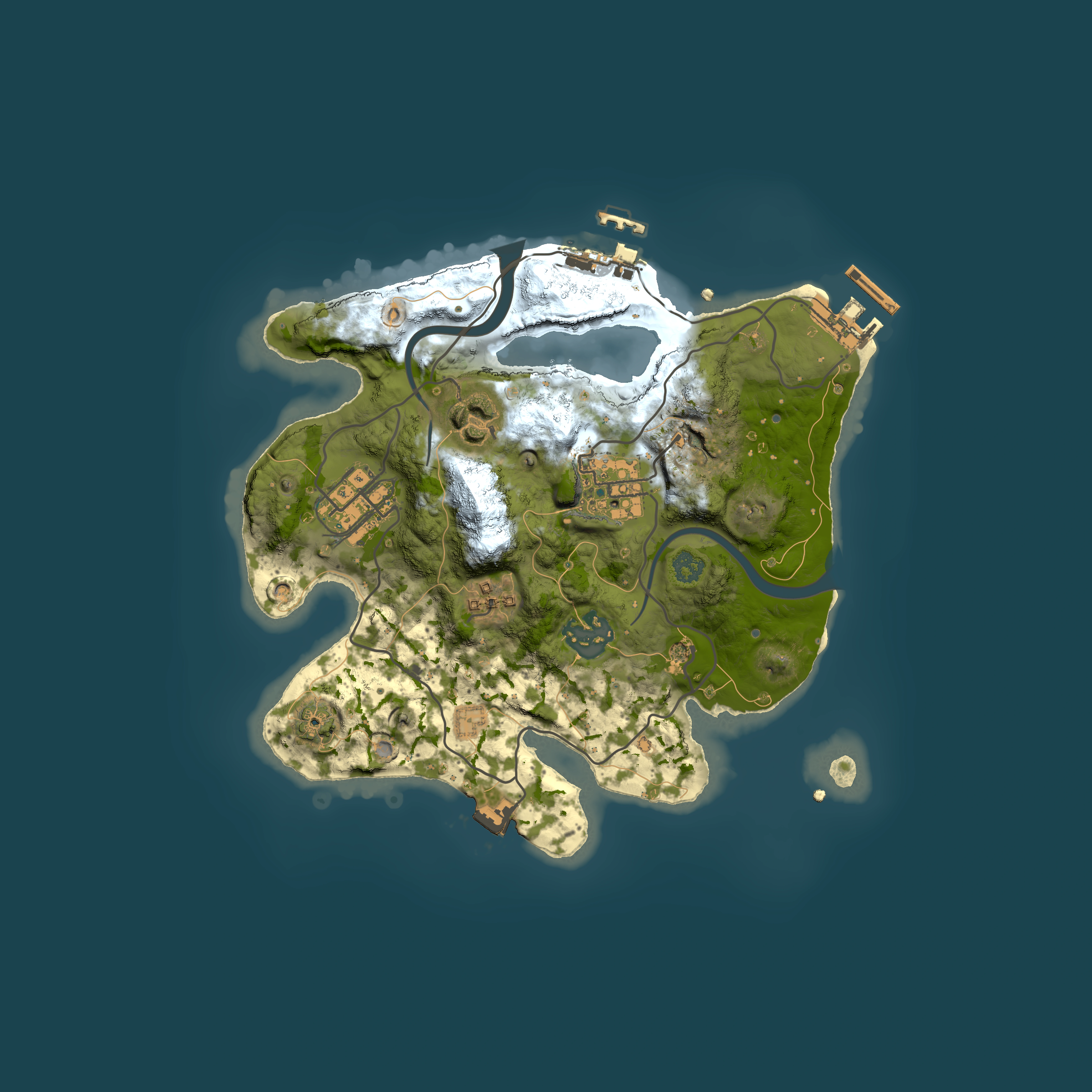 Full top-down render of Rust map seed 221919558, 2500x2500m
