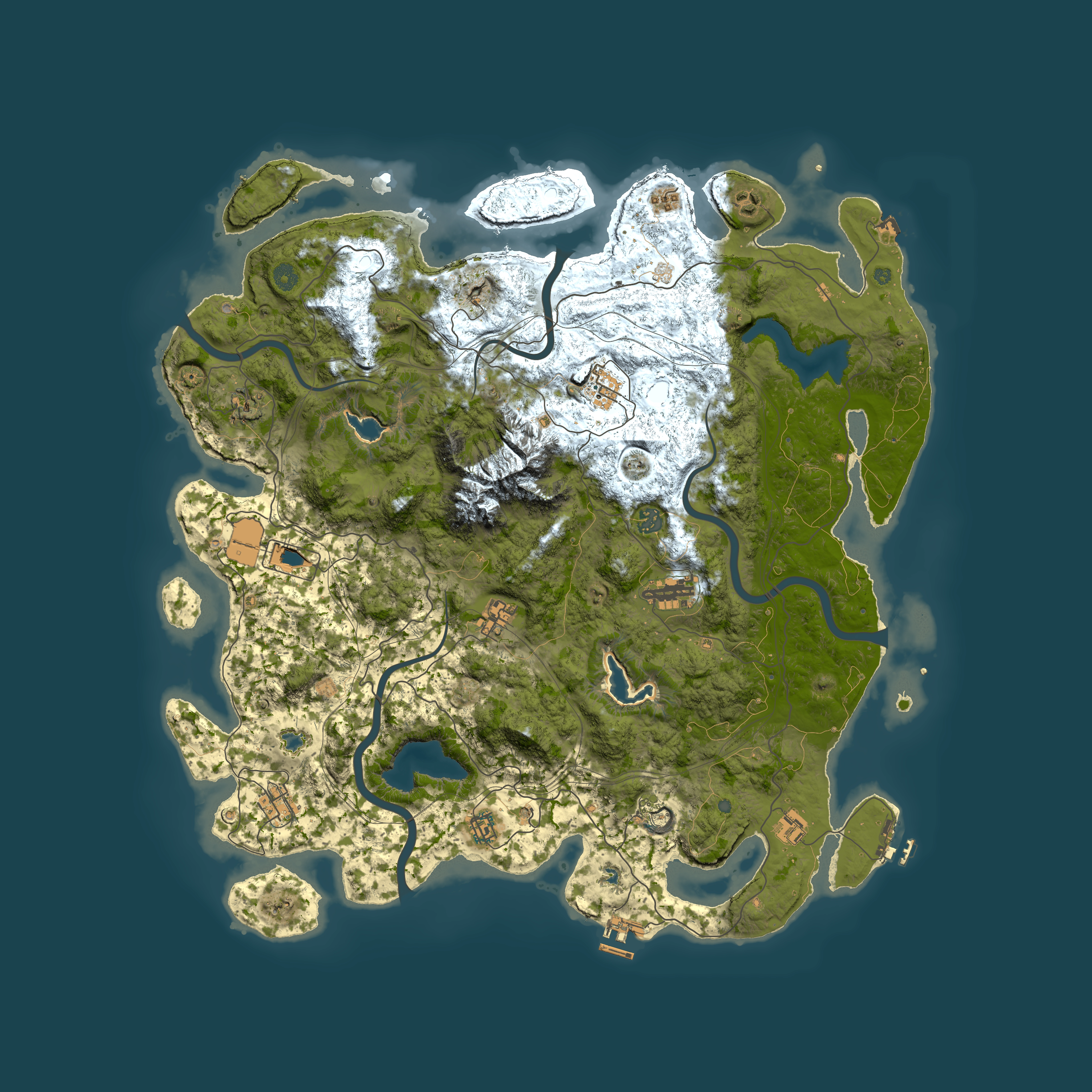 Full top-down render of Rust map seed 992757261, 5000x5000m