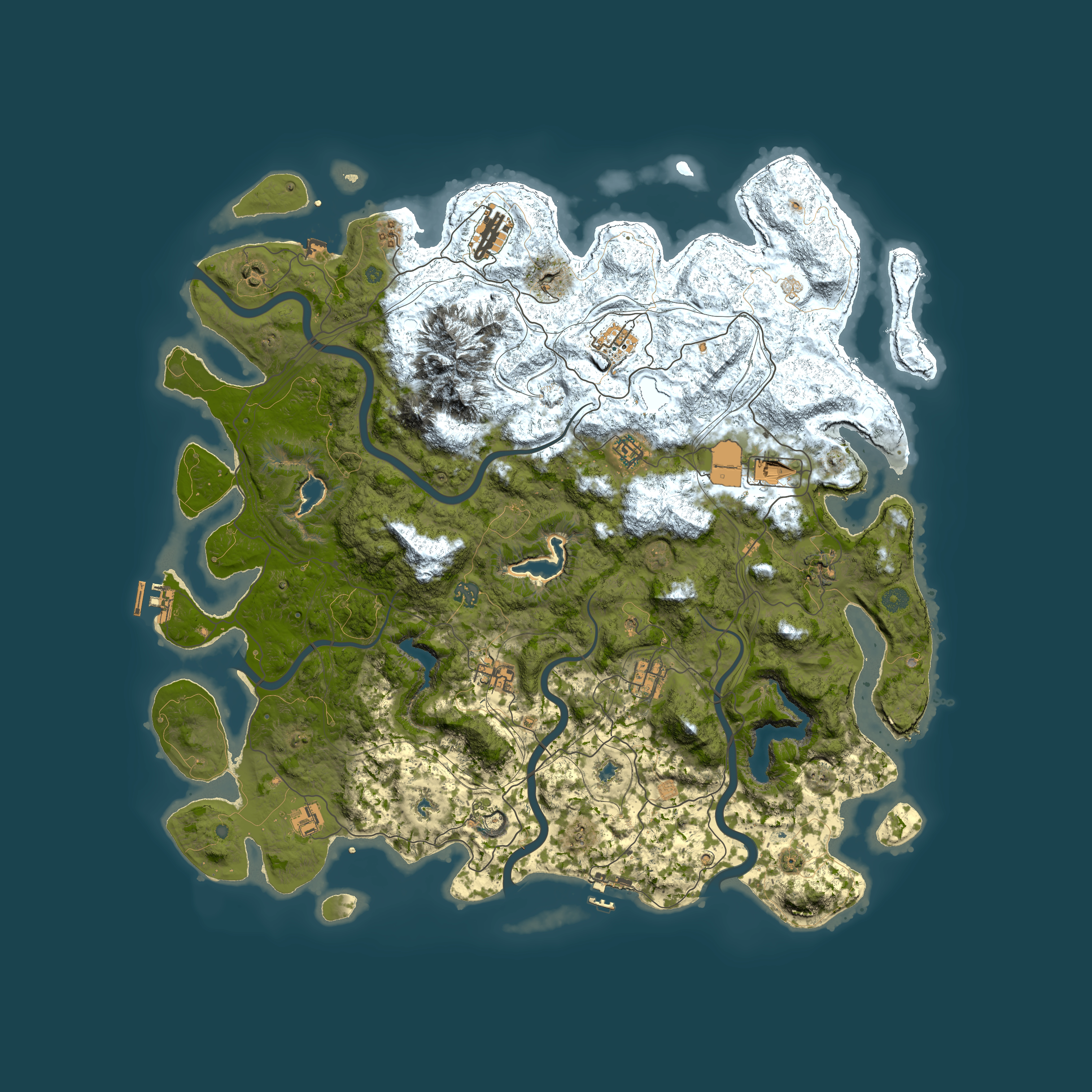 Full top-down render of Rust map seed 1565105541, 5000x5000m