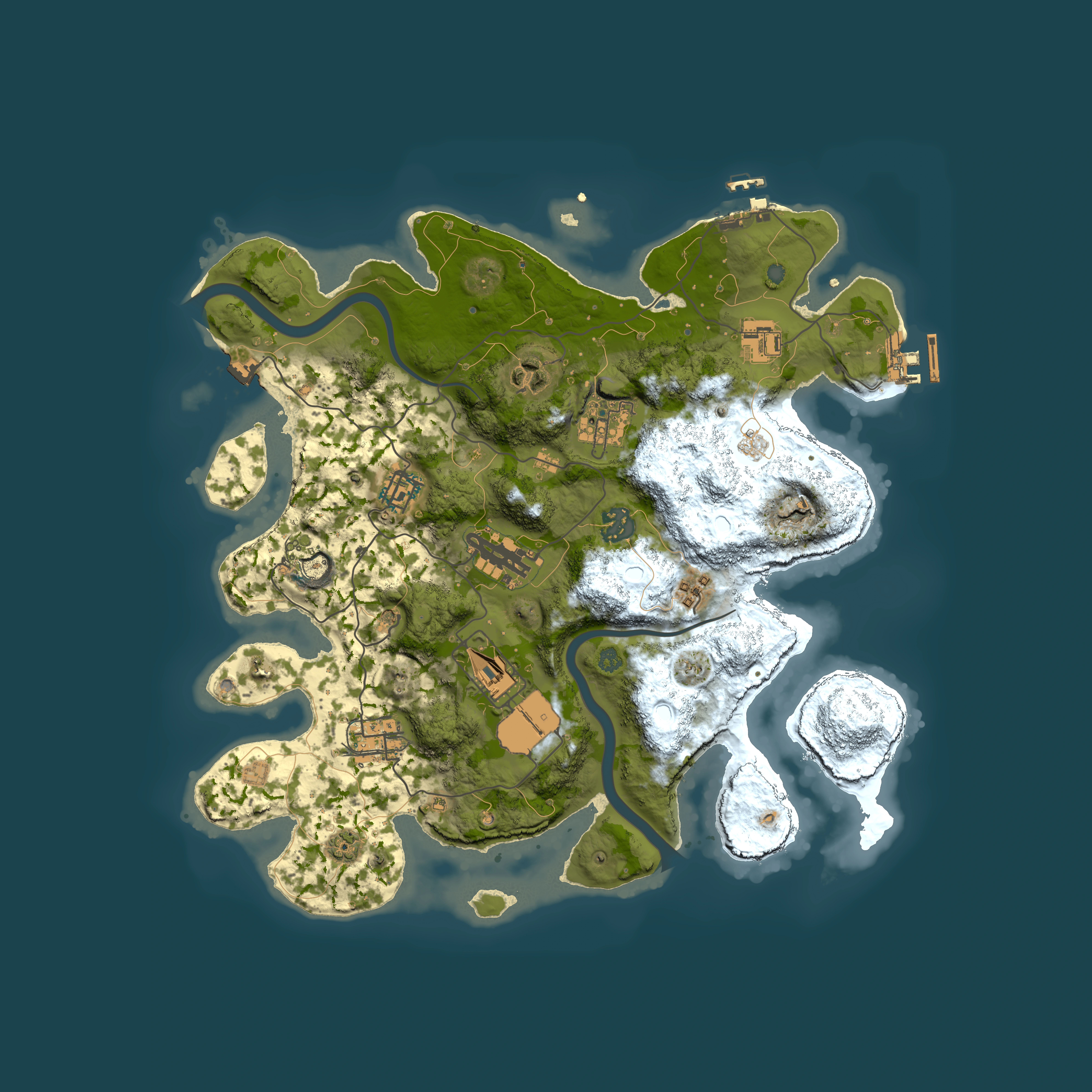 Full top-down render of Rust map seed 2102751611, 3500x3500m