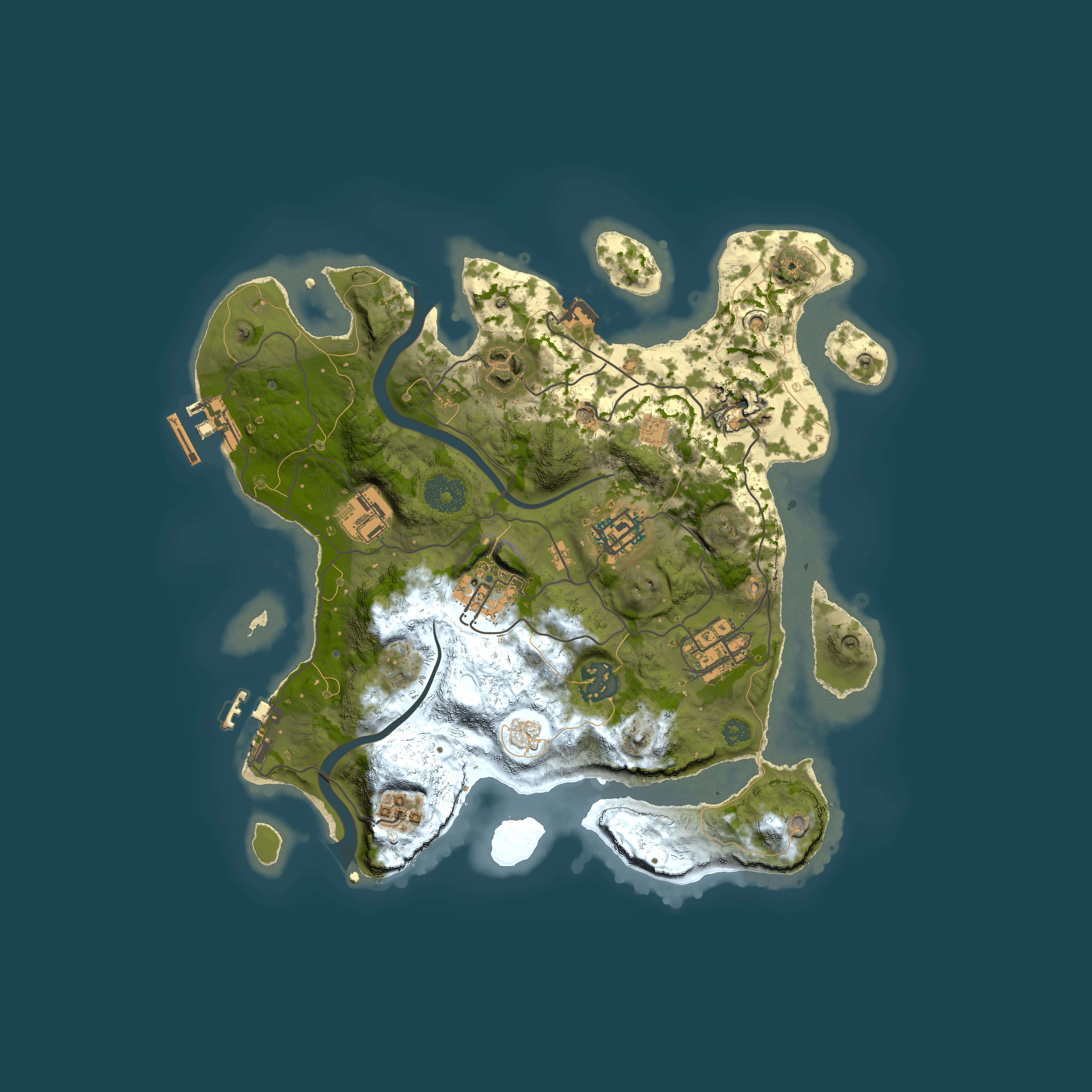 Full top-down render of Rust map seed 1467251881, 3000x3000m