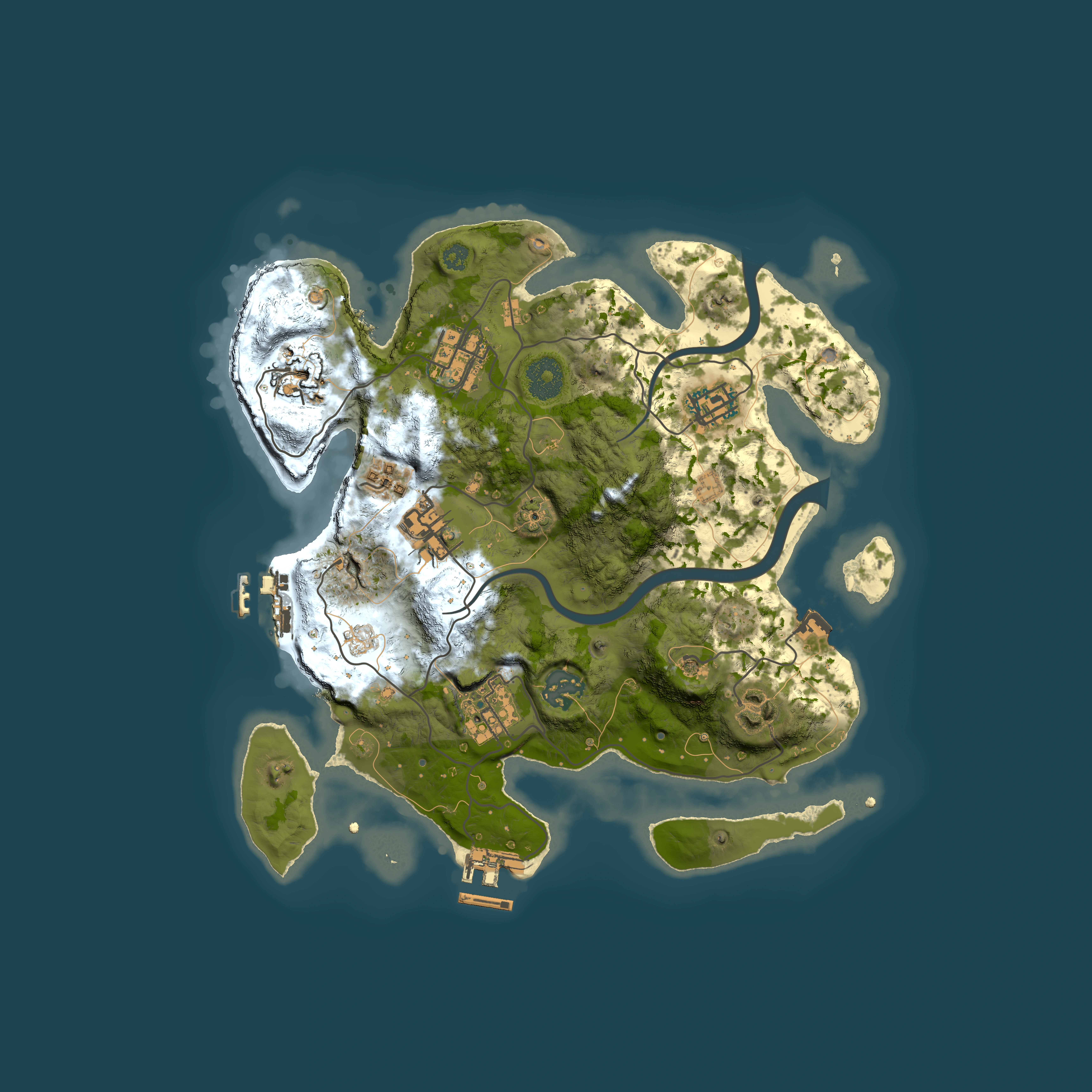 Full top-down render of Rust map seed 172769687, 3000x3000m