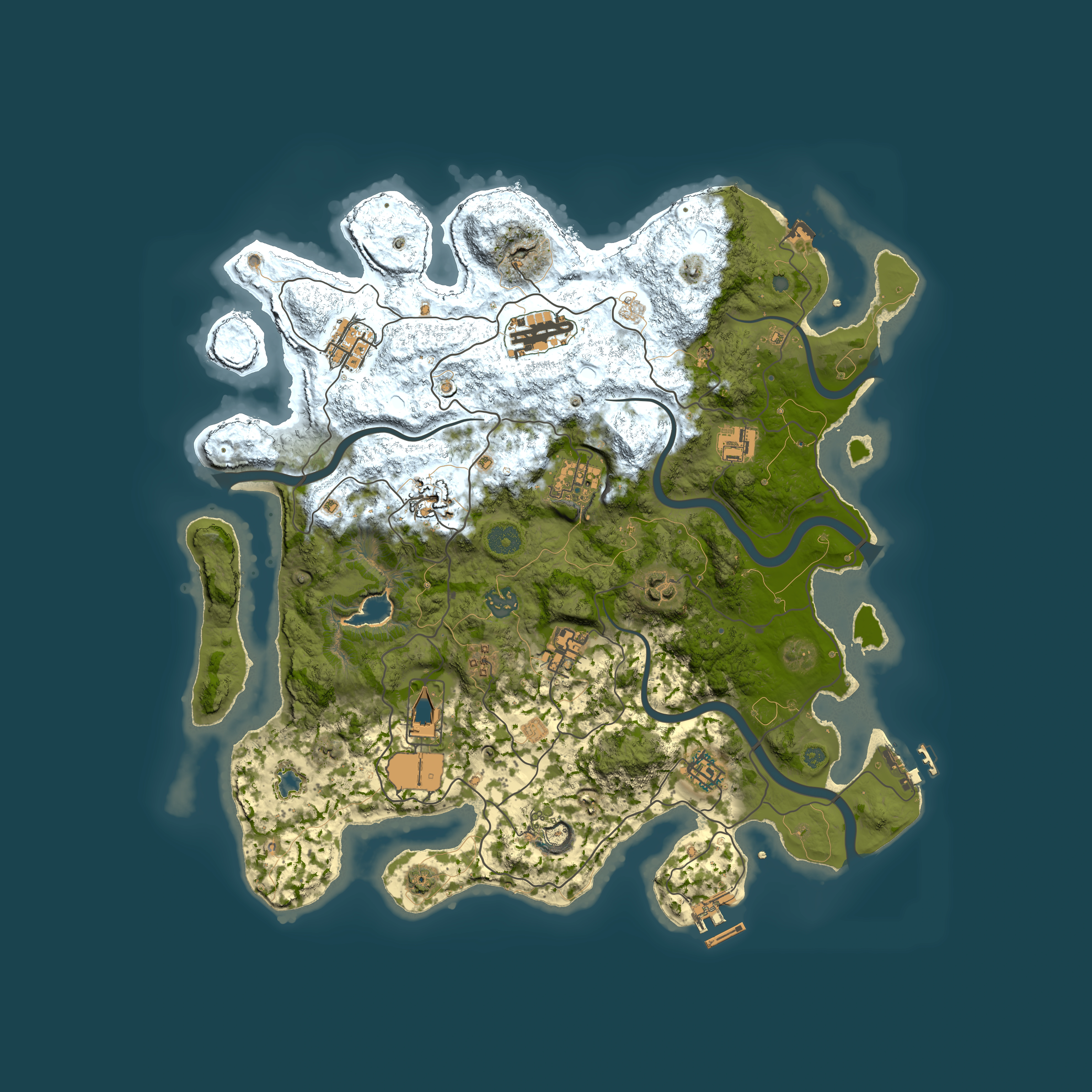 Full top-down render of Rust map seed 1697680067, 4000x4000m