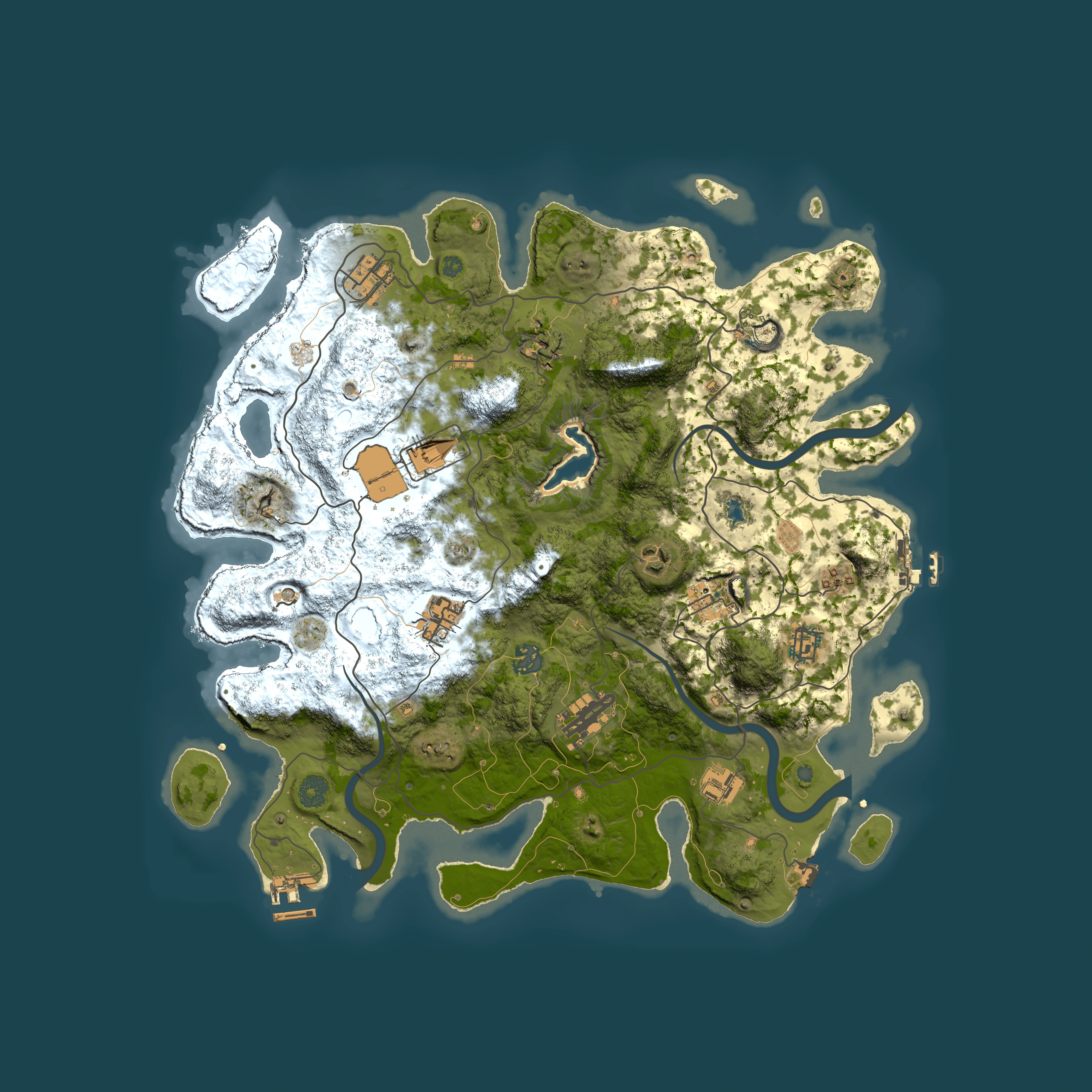 Full top-down render of Rust map seed 285569056, 4000x4000m