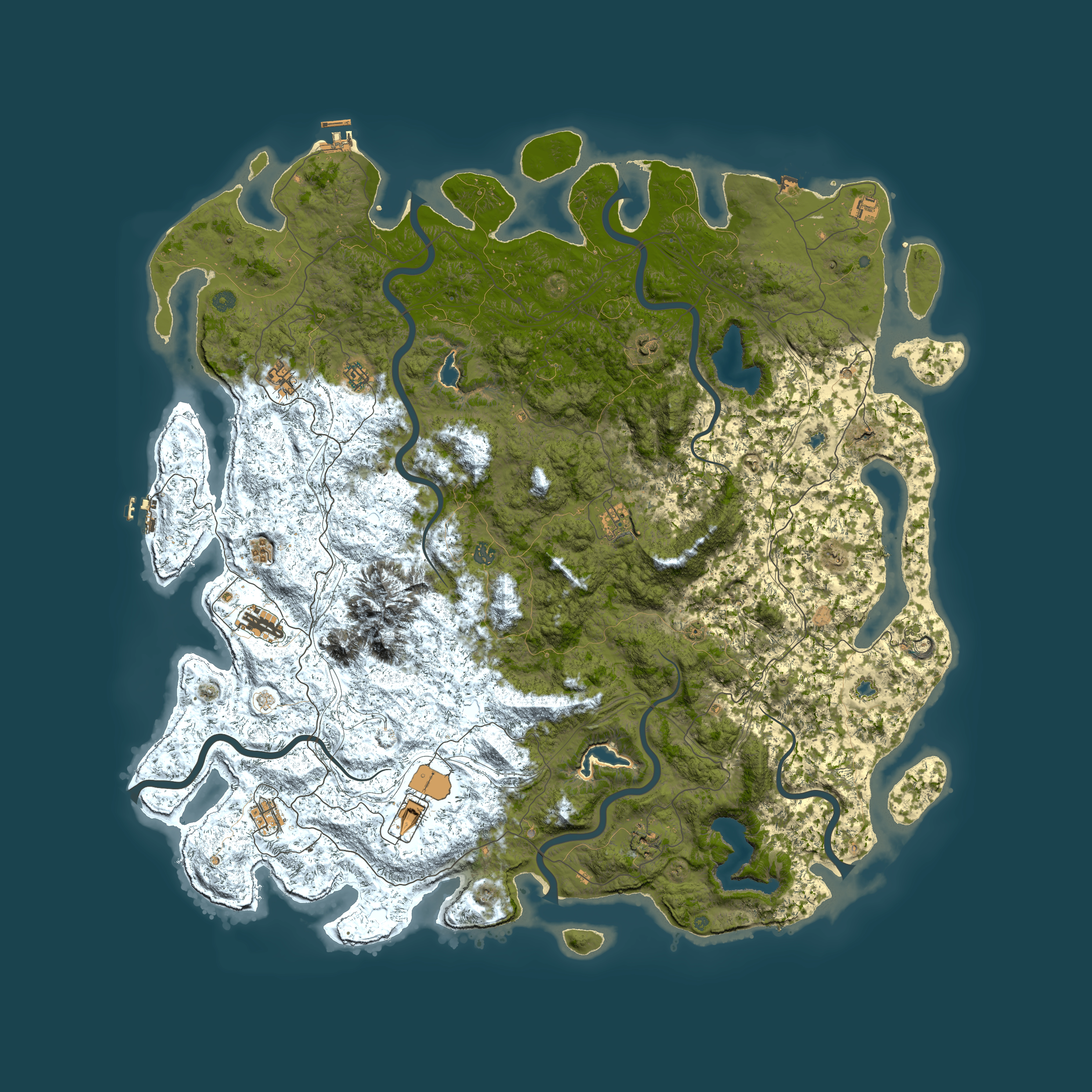 Full top-down render of Rust map seed 1419305824, 6000x6000m